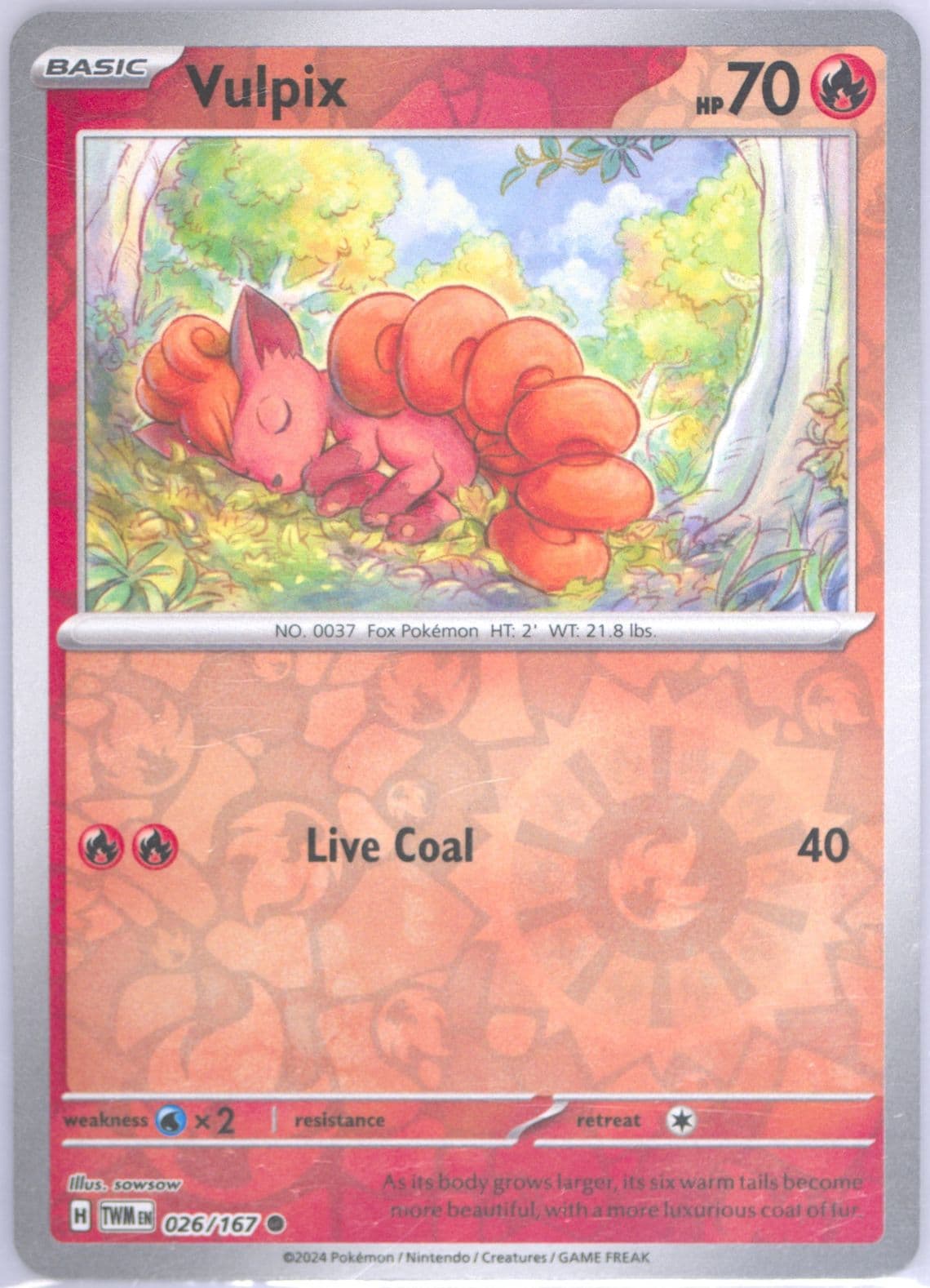 Vulpix Reverse Holo (026) 2024 Pokemon Twm EN-Twilight Masquerade