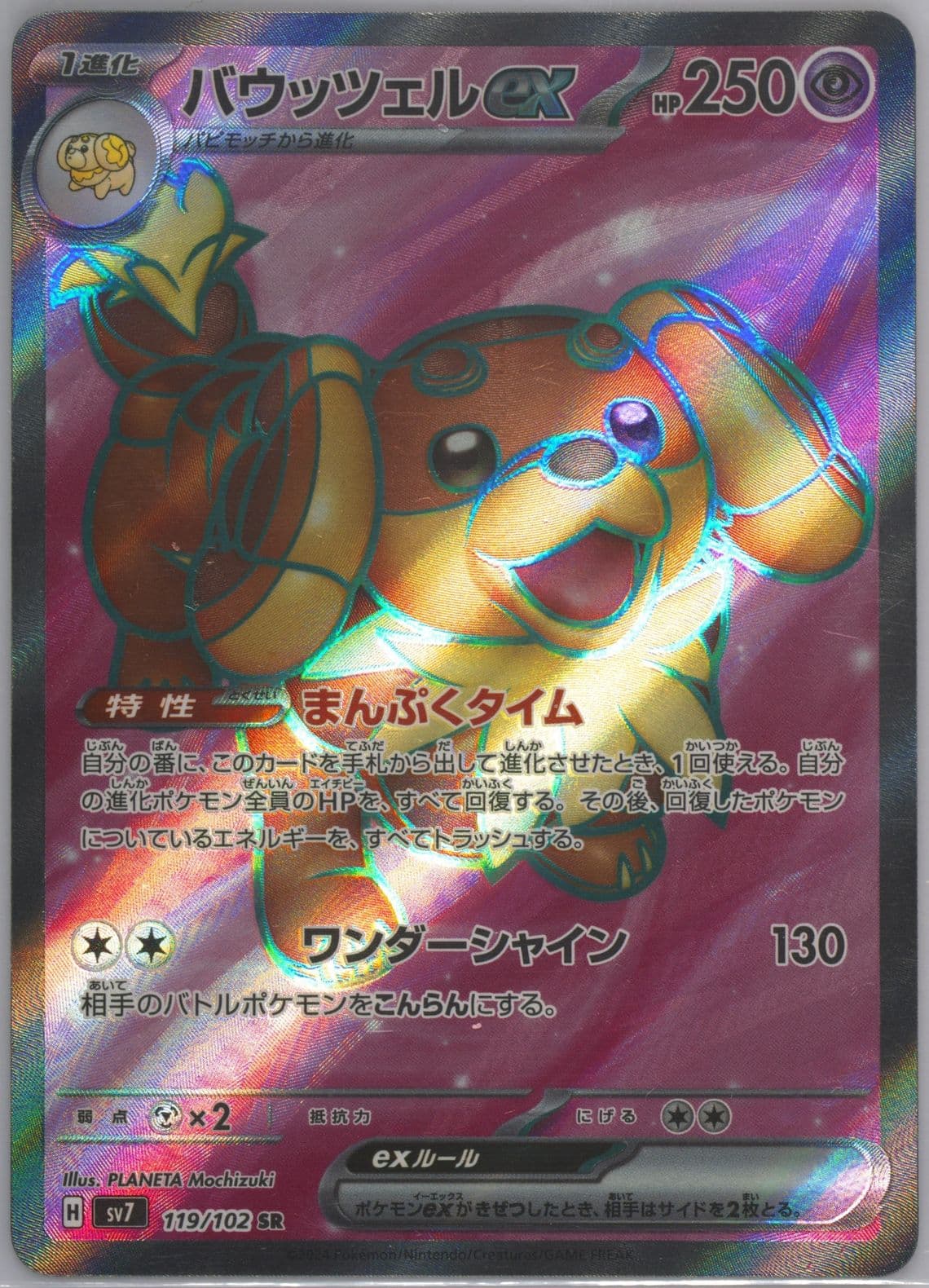 Dachsbun EX Super Rare (119) 2024 Pokemon Japanese SV7-Stellar Miracle