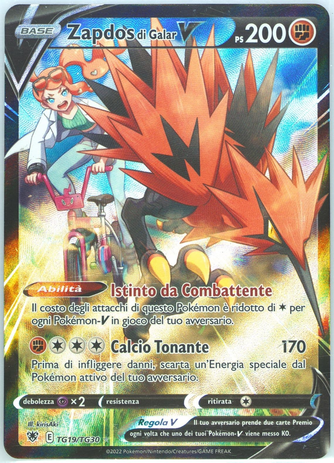 Full Art/Zapdos DI Galar V Italian (TG19) 2022 Pokemon Sword & Shield Astral Radiance