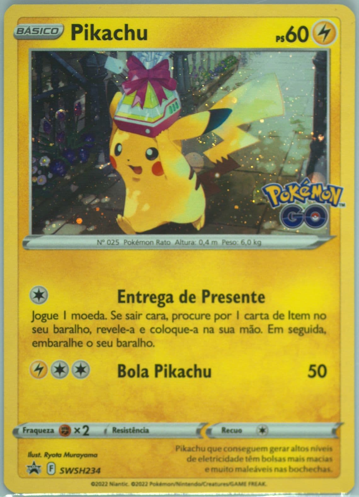 Pikachu-Holo Pokemon Go Tins-Portuguese (234) 2022 Pokemon Swsh Black Star Promo