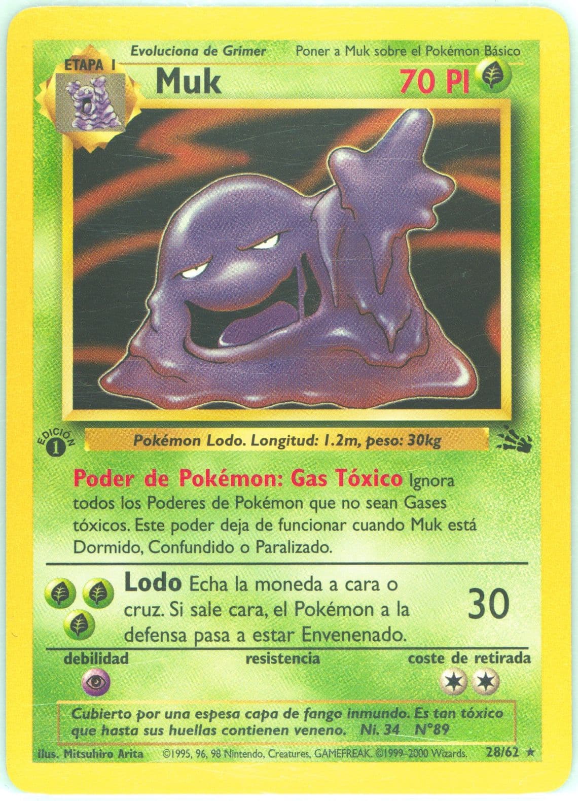 Muk 1st Edition (28) 2000 Pokemon Spanish Fossil