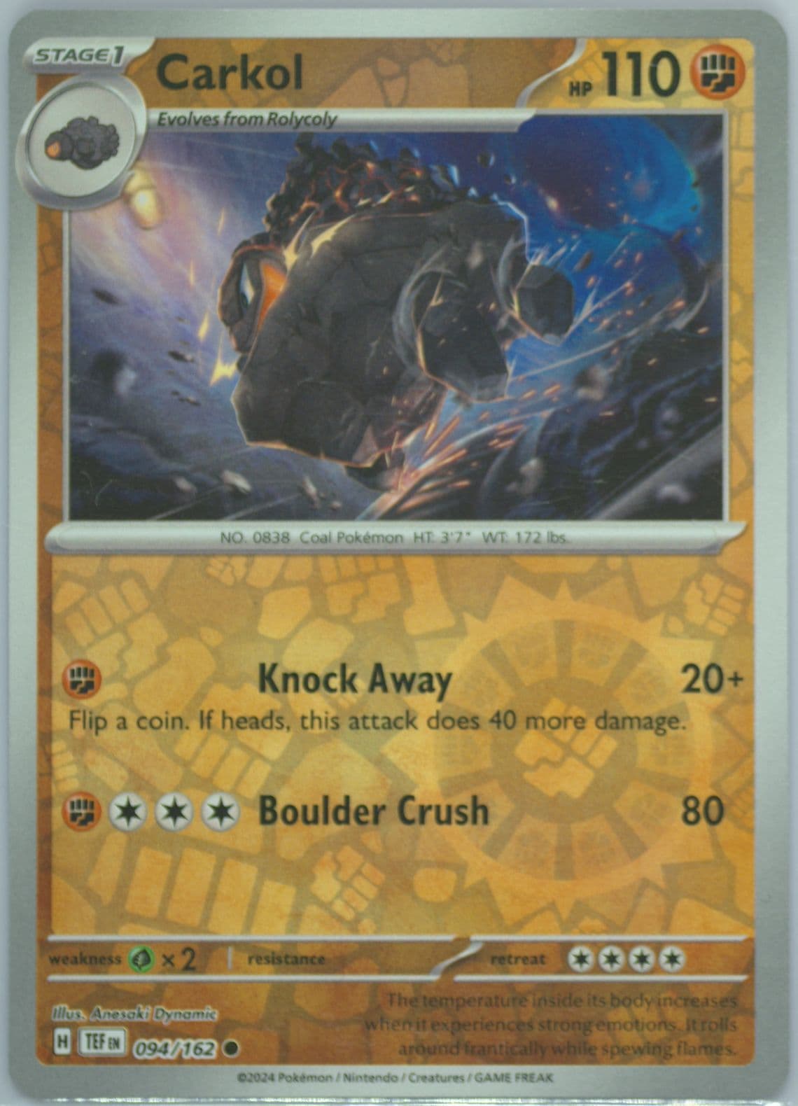 Carkol Reverse Holo (094) 2024 Pokemon Tef EN-Temporal Forces