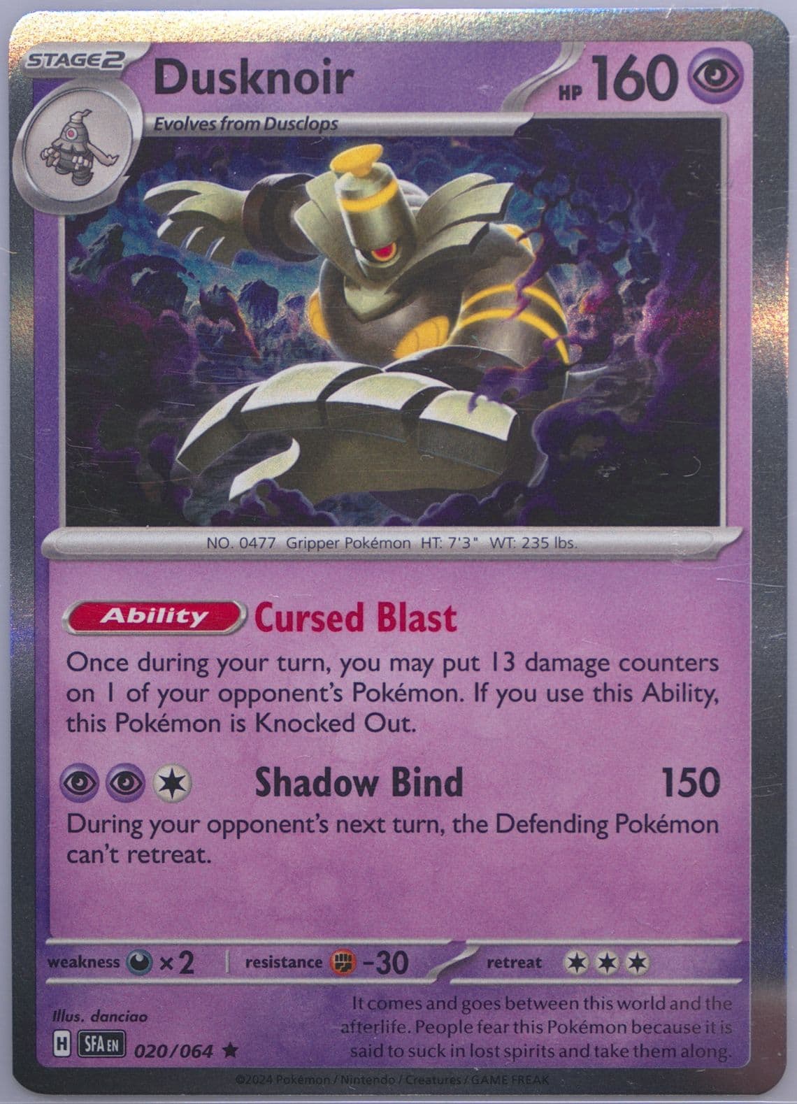 Dusknoir (020) 2024 Pokemon Sfa EN-Shrouded Fable