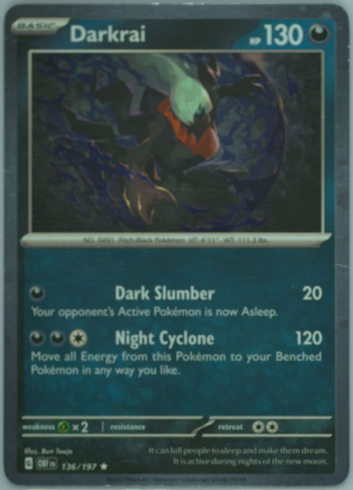 Darkrai Triple Whammy Tin (136) 2023 Pokemon Obf EN-Obsidian Flames