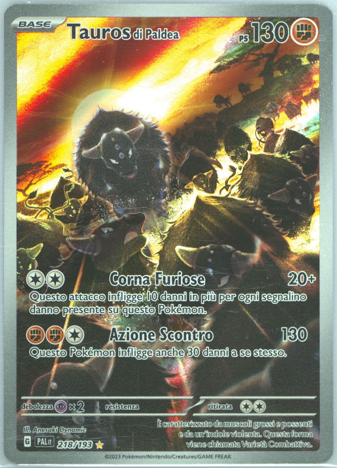 Paldean Tauros Illustration Rare (218) 2023 Pokemon Italian Pal It-Paldea Evolved