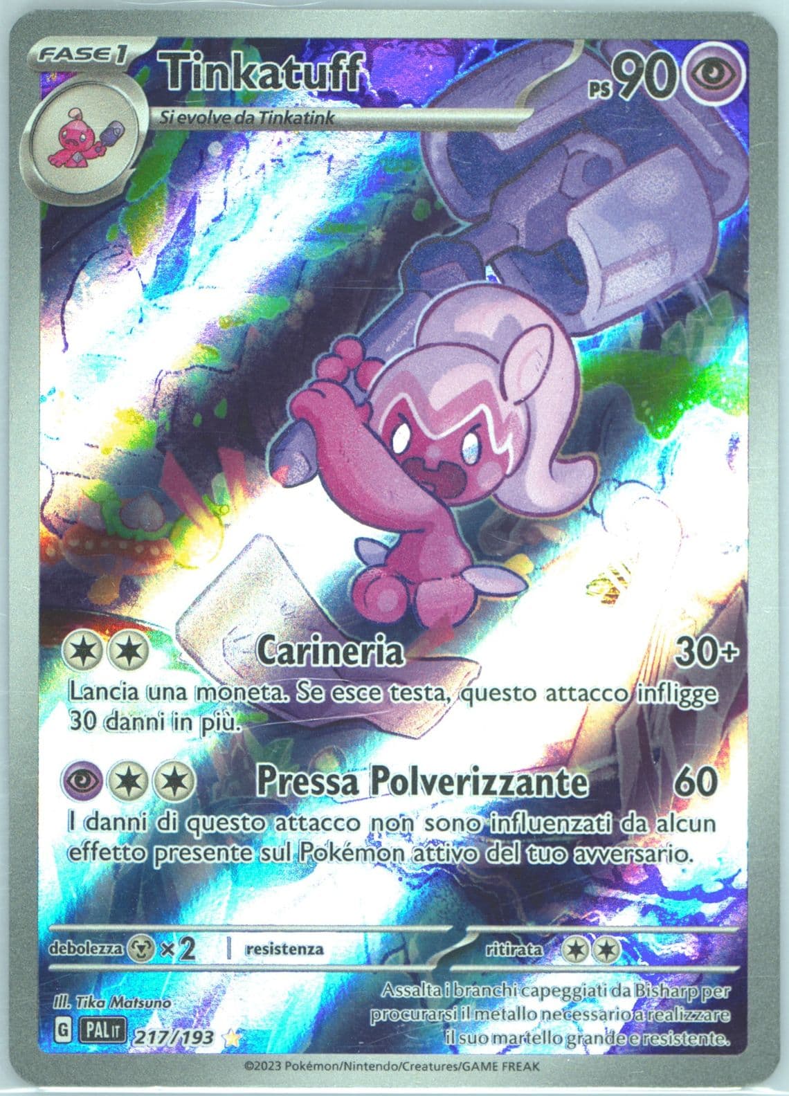 Tinkatuff Illustration Rare (217) 2023 Pokemon Italian Pal It-Paldea Evolved