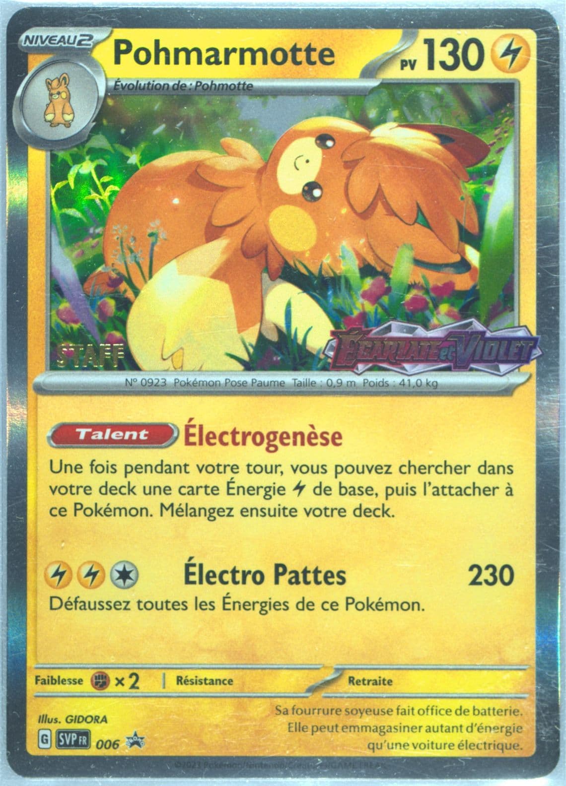 Pawmot Scarlet & Violet Prerelease-Staff (006) 2023 Pokemon French Svp FR-SV Black Star Promo
