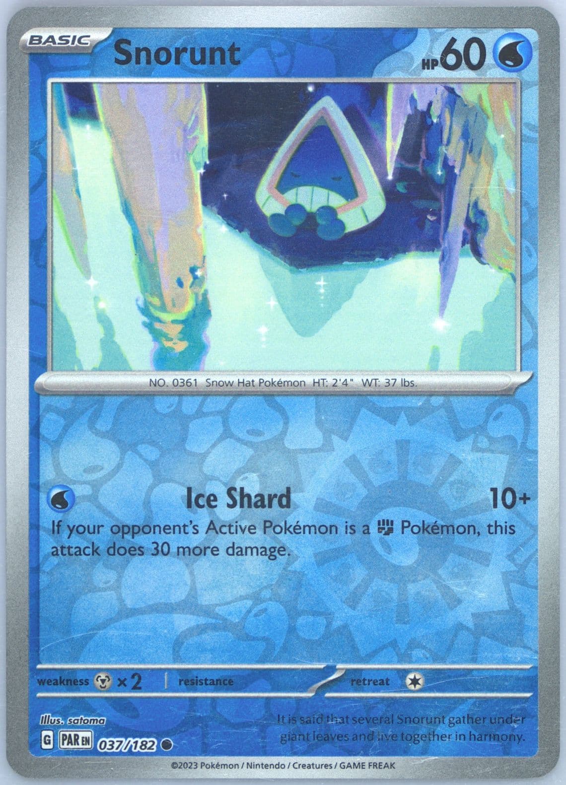 Snorunt Reverse Holo (037) 2023 Pokemon Par EN-Paradox Rift