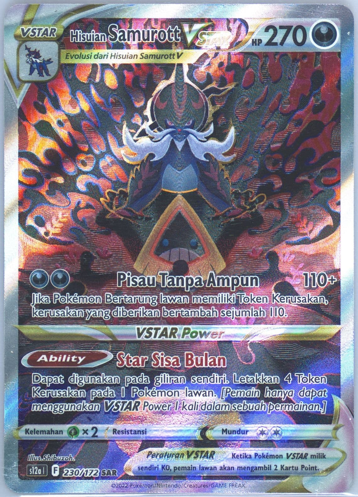 Full Art/Hisuian Samurott Vstar (230) 2022 Pokemon Indonesian Sword & Shield Vstar Universe