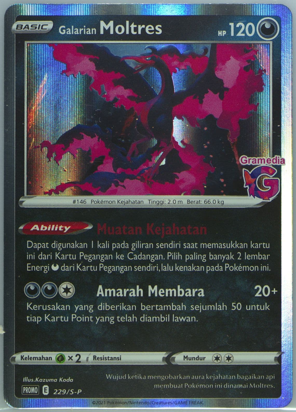 Galarian Moltres-Holo Gramedia Campaign (229) 2021 Pokemon Indonesian S Promo