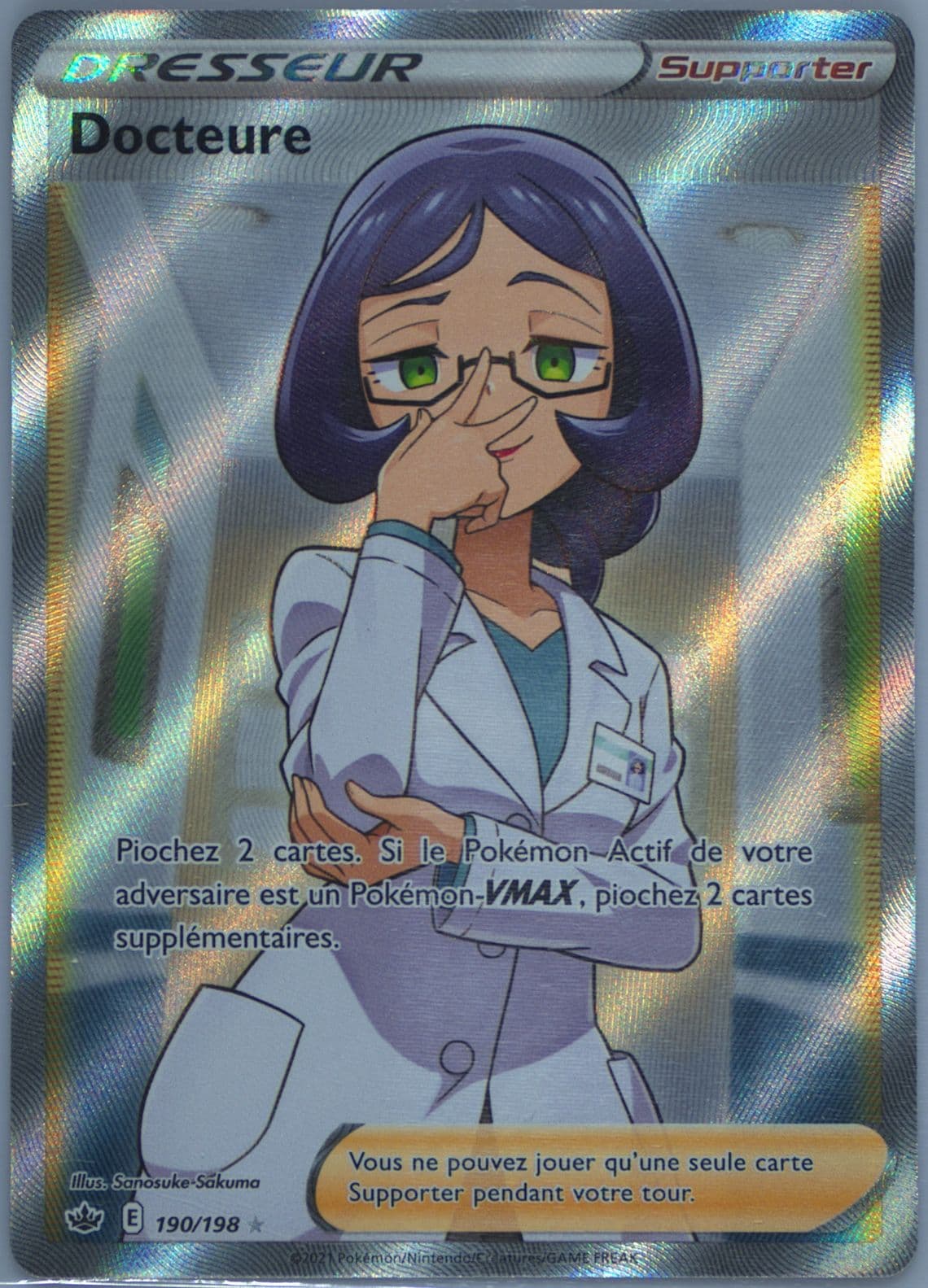 Full Art/Docteure French (190) 2021 Pokemon Sword & Shield Chilling Reign