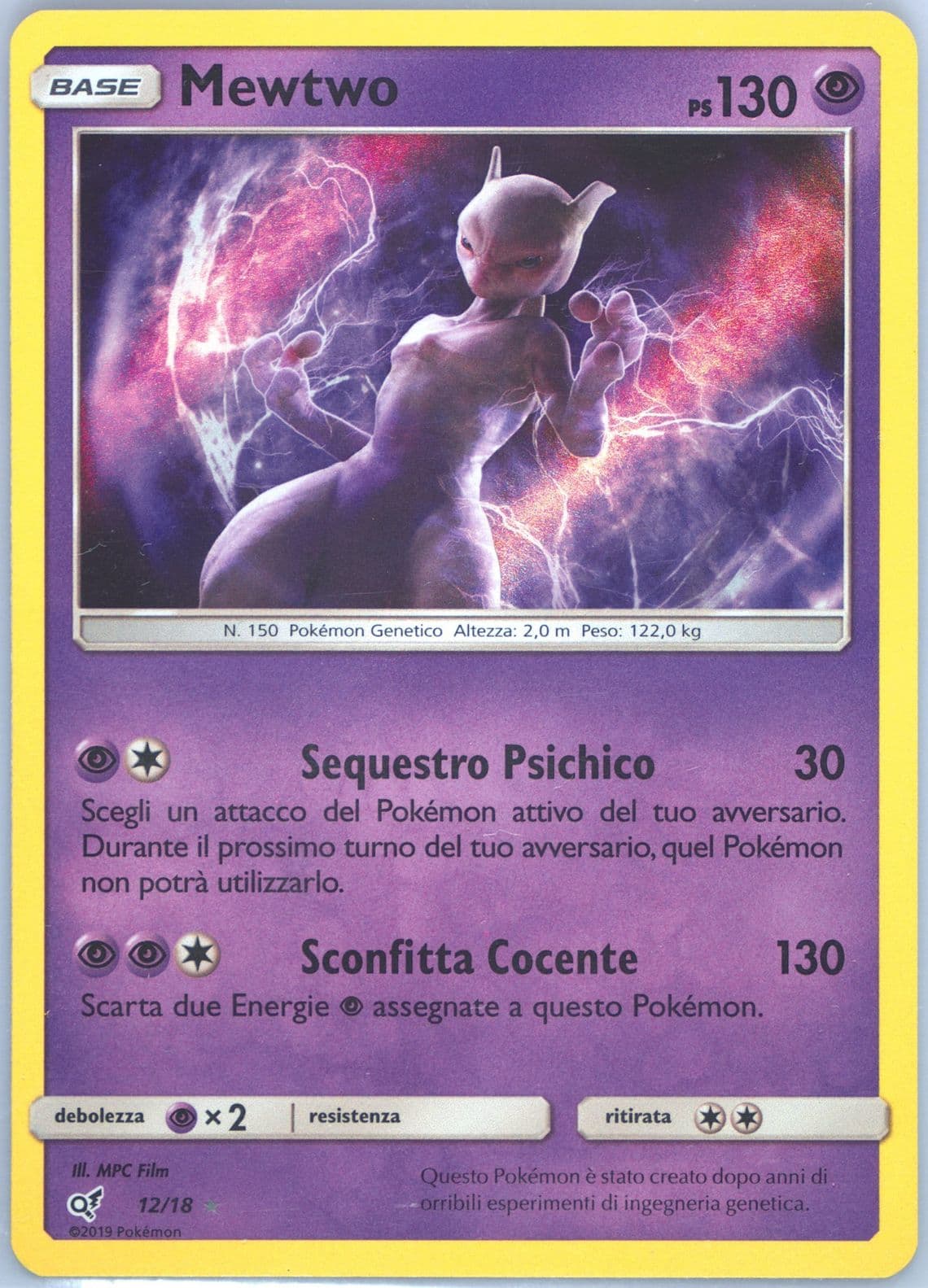 Mewtwo-Holo Italian (12) 2019 Pokemon Sun & Moon Detective Pikachu