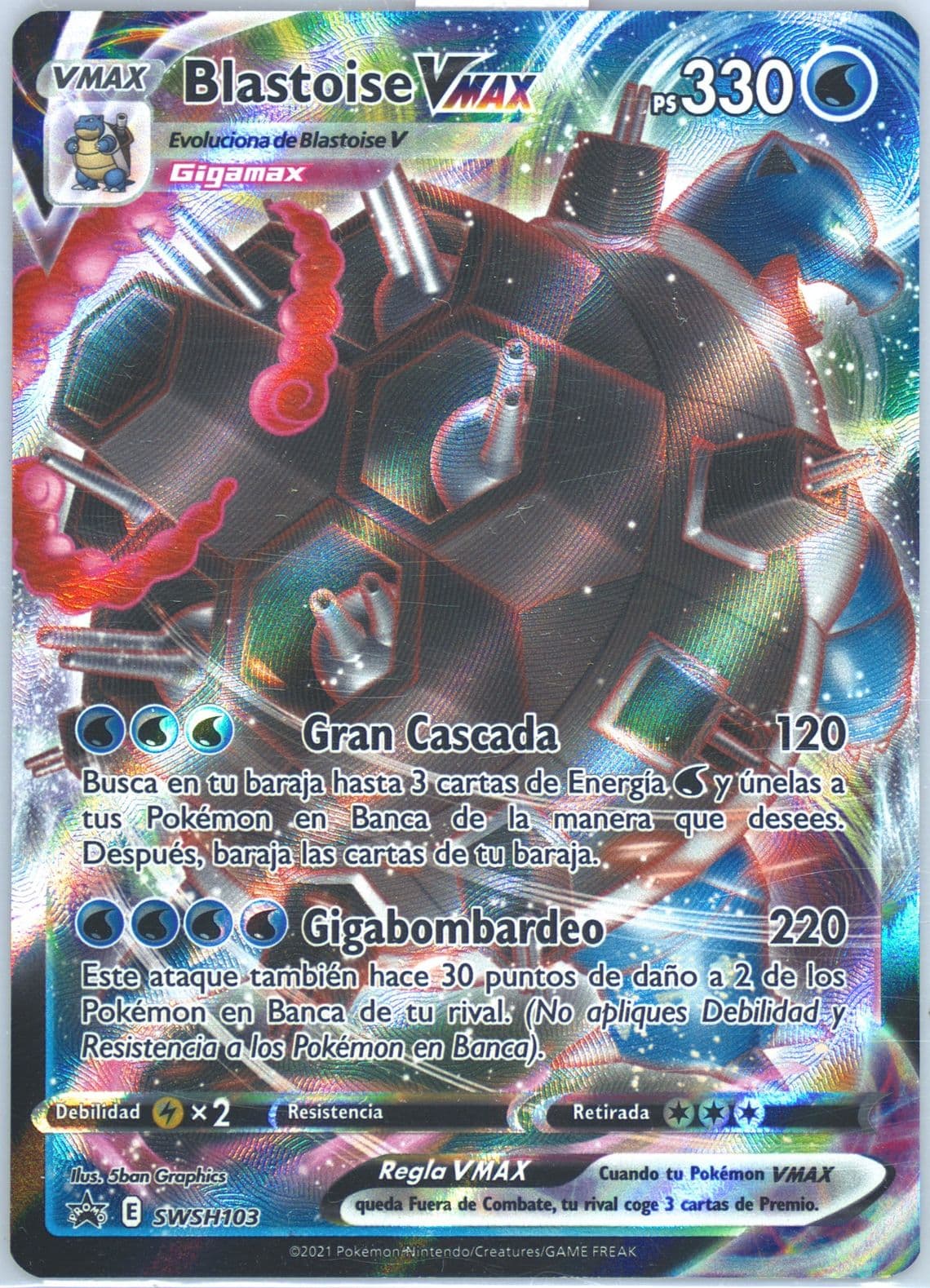 Full Art/Blastoise Vmax Blastoise Vmax Battle Box-Spanish (103) 2021 Pokemon Swsh Black Star Promo