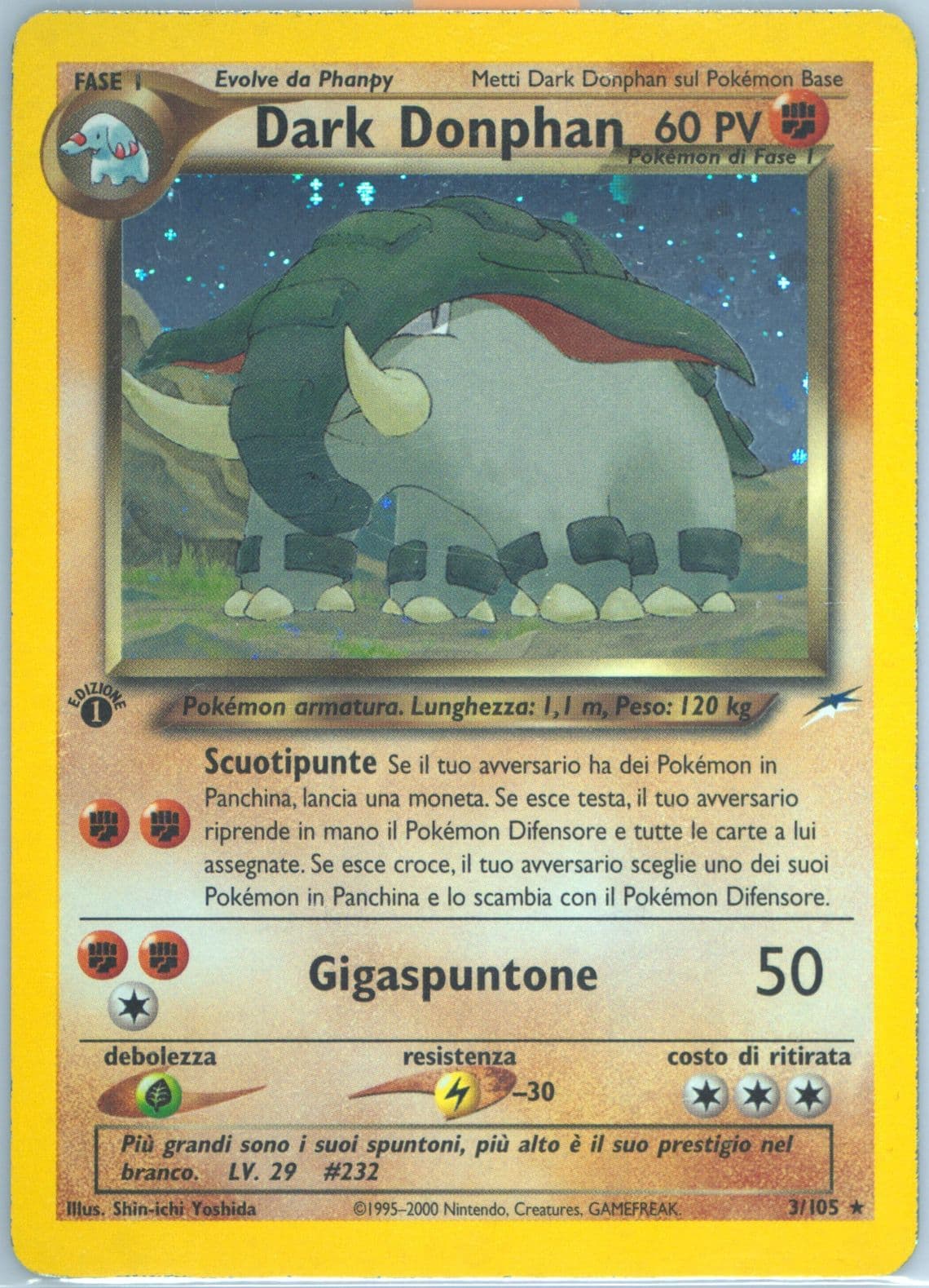 Dark Donphan-Holo Italian-1st Edition (3) 2002 Pokemon Neo Destiny