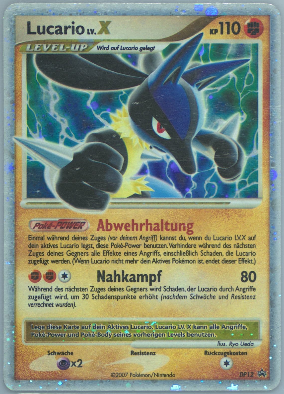Lucario LV.X-Holo German (DP12) 2008 Pokemon Diamond & Pearl Black Star Promo