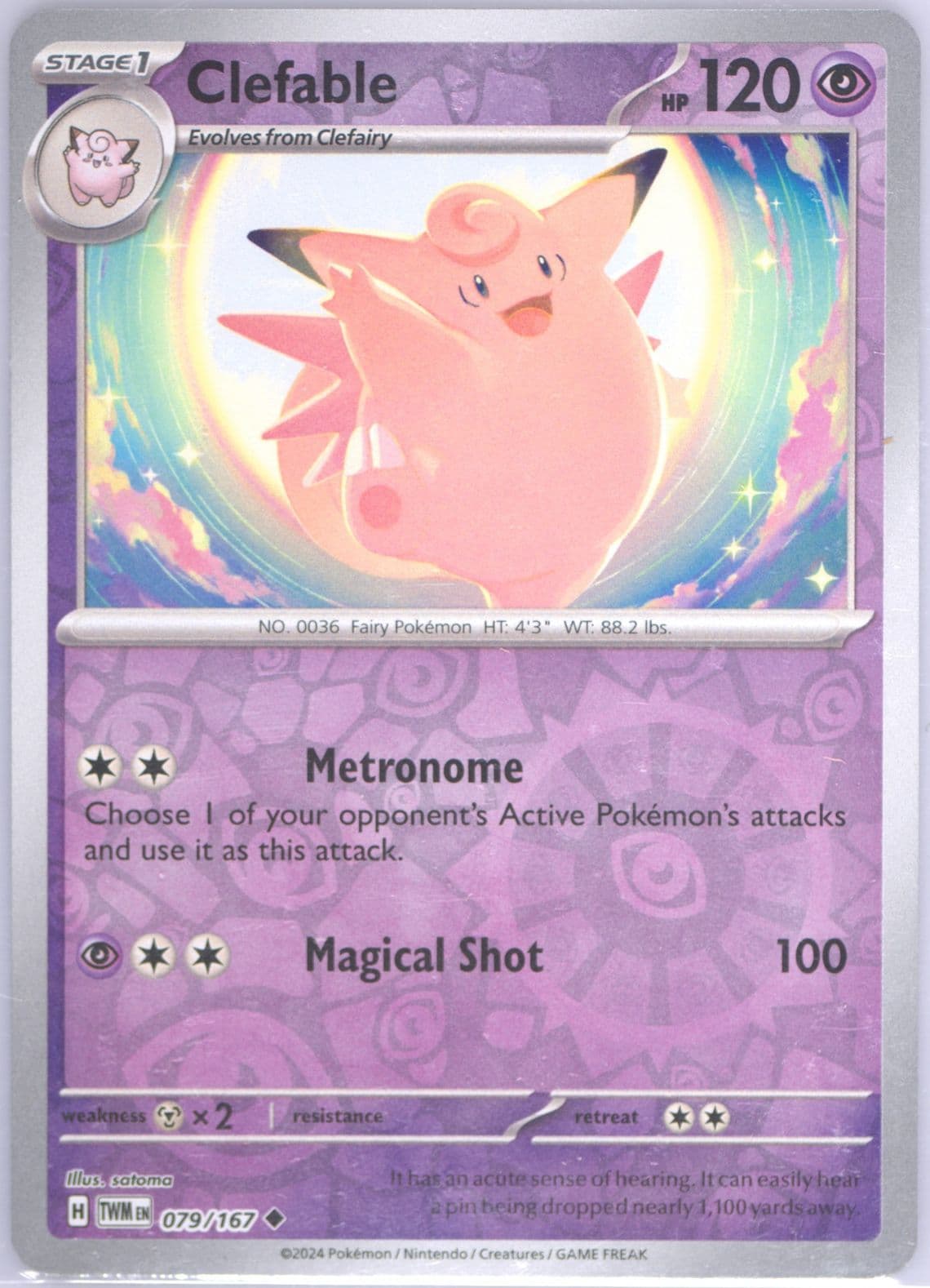 Clefable Reverse Holo (079) 2024 Pokemon Twm EN-Twilight Masquerade