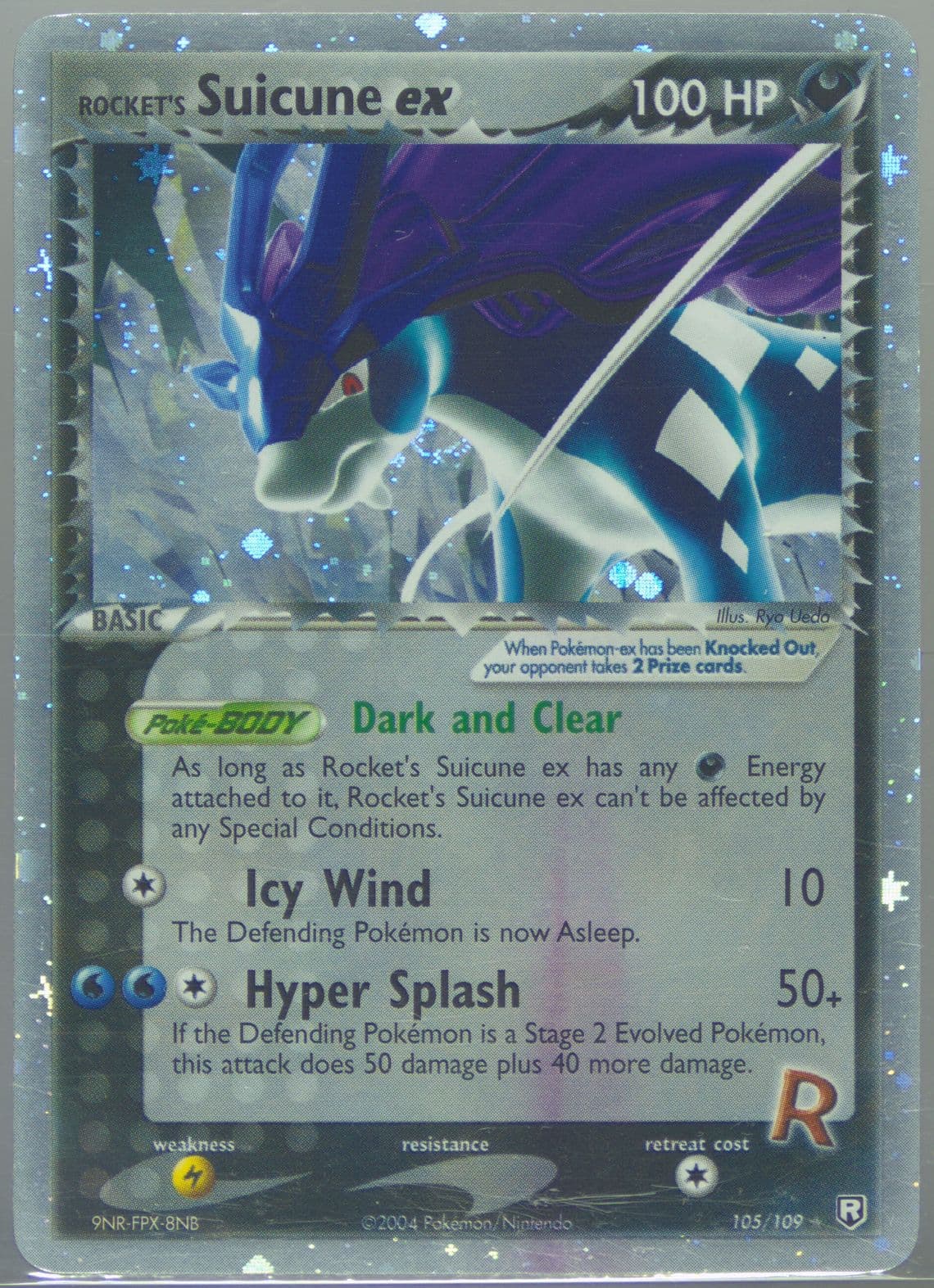 Rocket's Suicune EX-Holo Additional Ink Error (105) 2004 Pokemon EX Team Rocket Returns