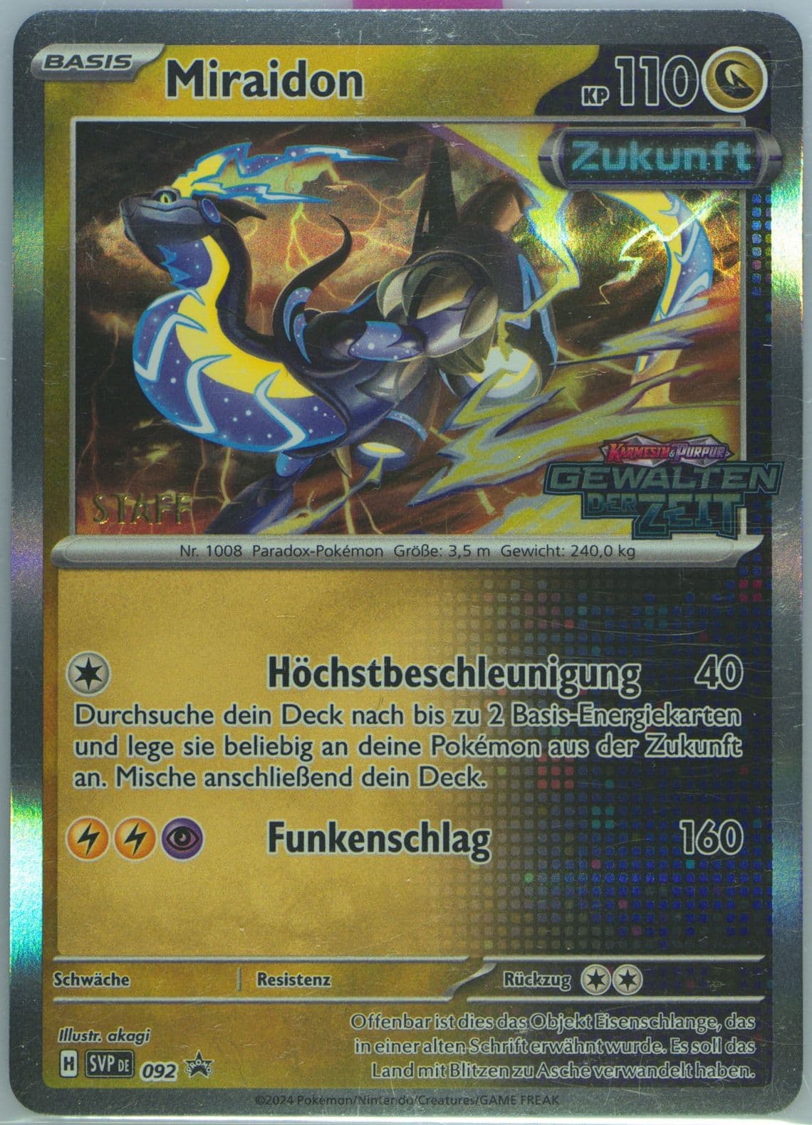 Miraidon Temporal Forces Prerelease-Staff (092) 2024 Pokemon German Svp de-SV Black Star Promo
