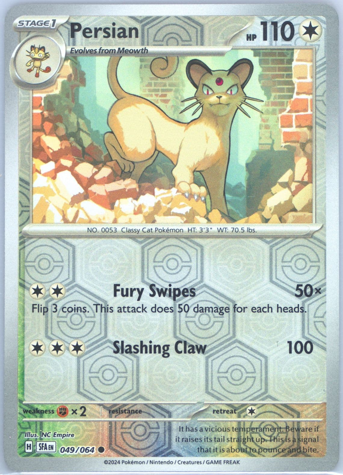 Persian Reverse Holo (049) 2024 Pokemon Sfa EN-Shrouded Fable