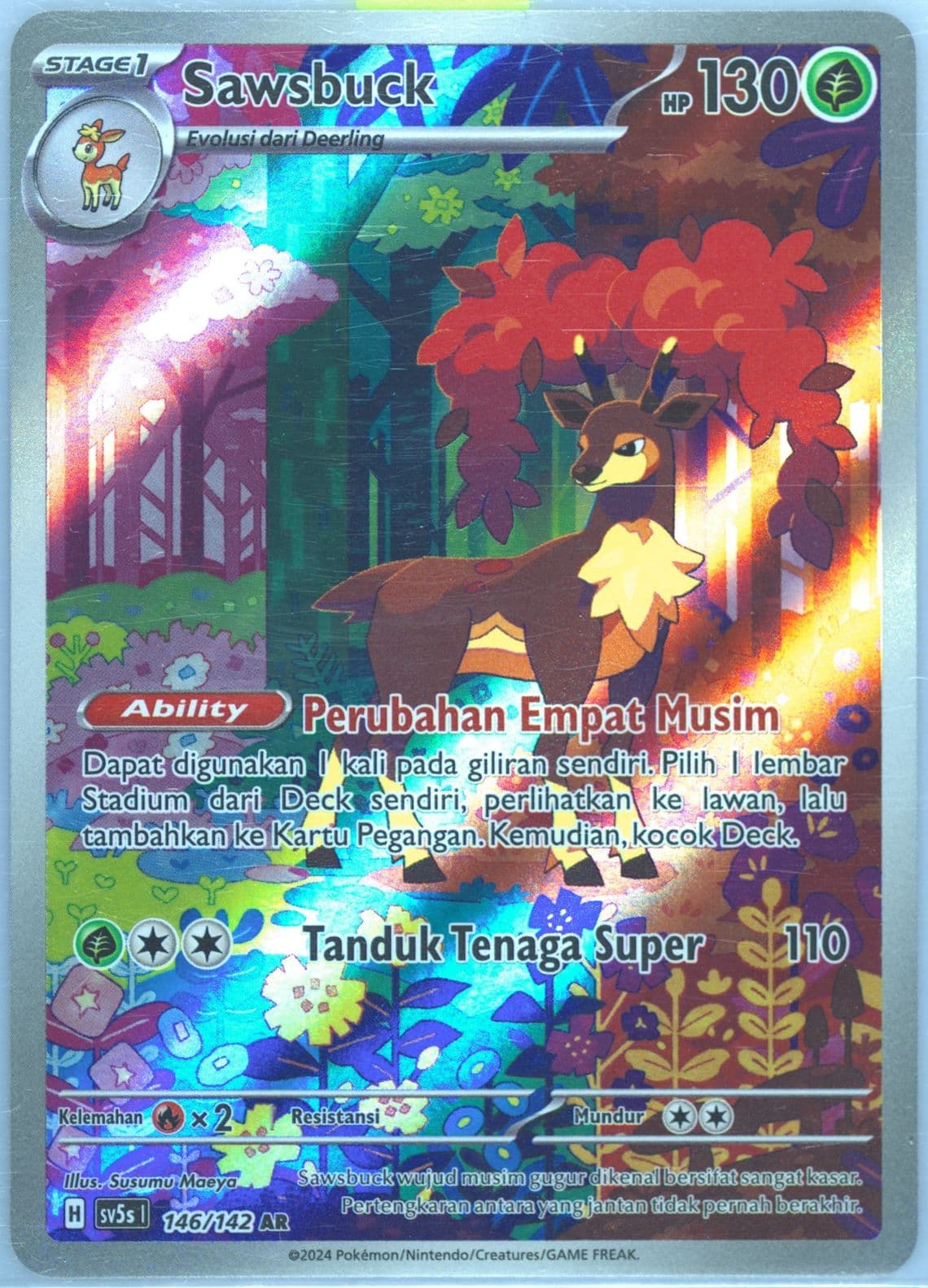 Sawsbuck Art Rare (146) 2024 Pokemon Indonesian Sv5s I-Ace Paradox