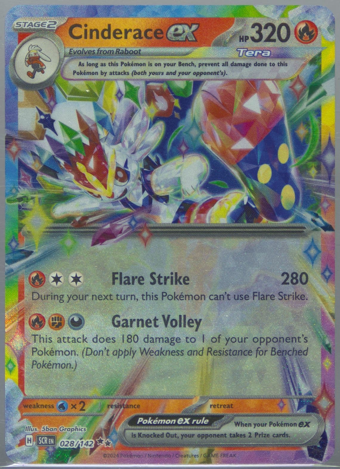 Cinderace EX (028) 2024 Pokemon Scr EN-Stellar Crown