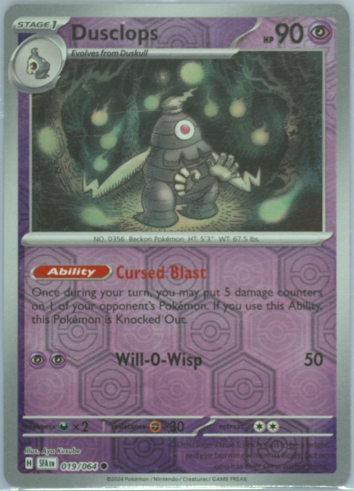 Dusclops Reverse Holo (019) 2024 Pokemon Sfa EN-Shrouded Fable