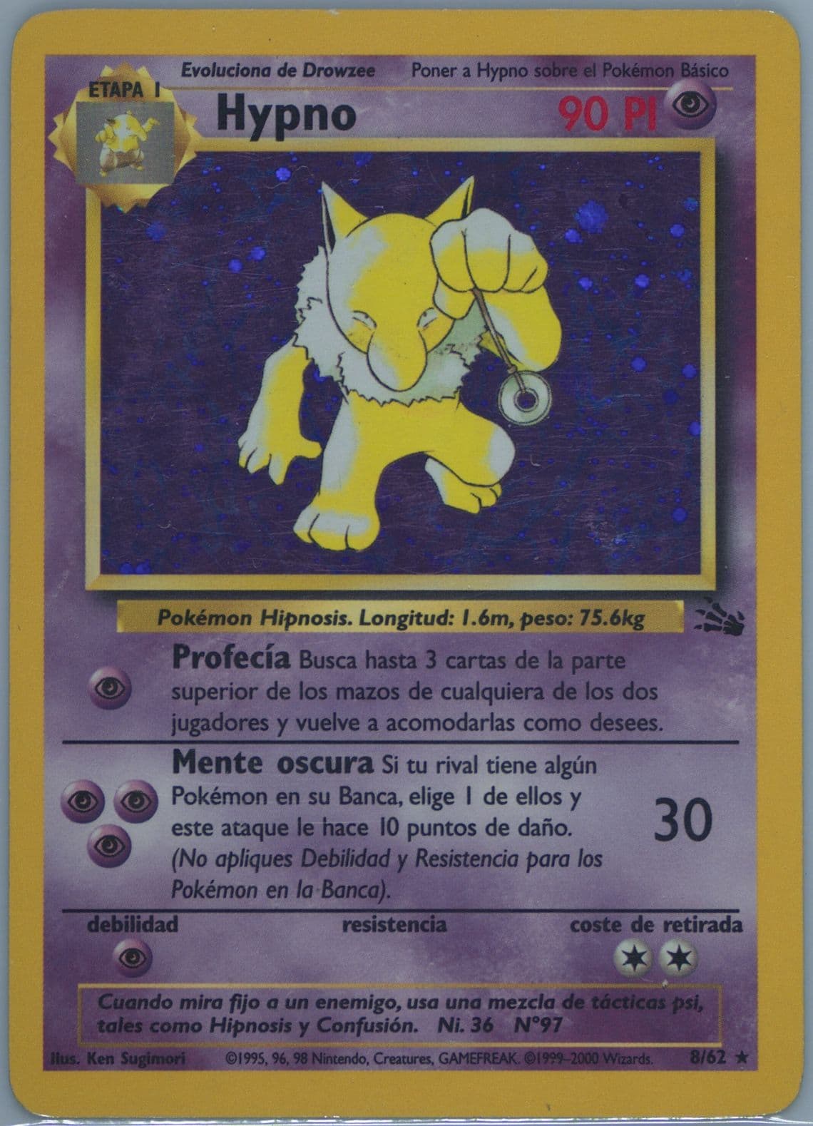 Hypno (8) 2000 Pokemon Spanish Fossil