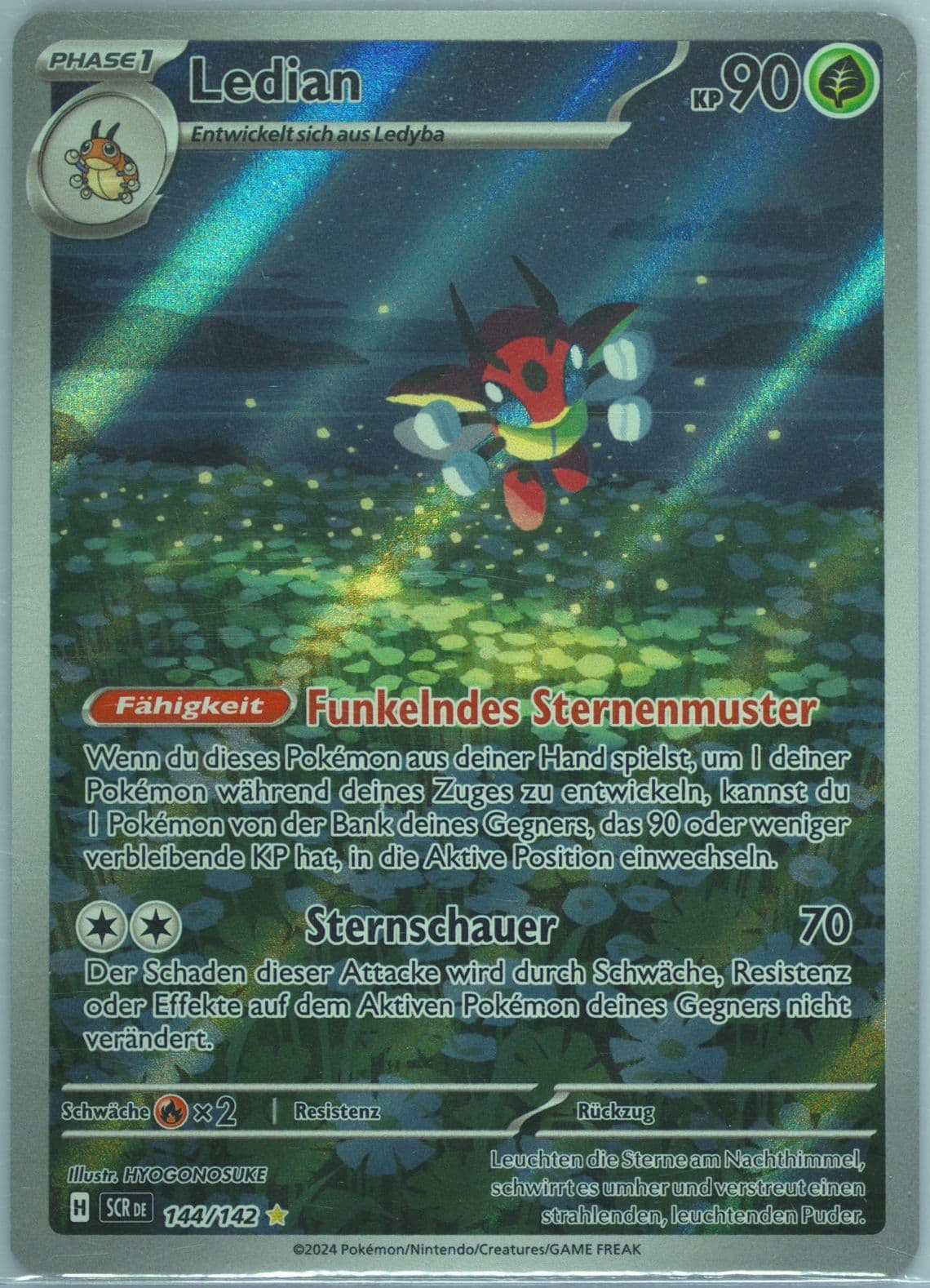 Ledian Illustration Rare (144) 2024 Pokemon German Scr de-Stellar Crown