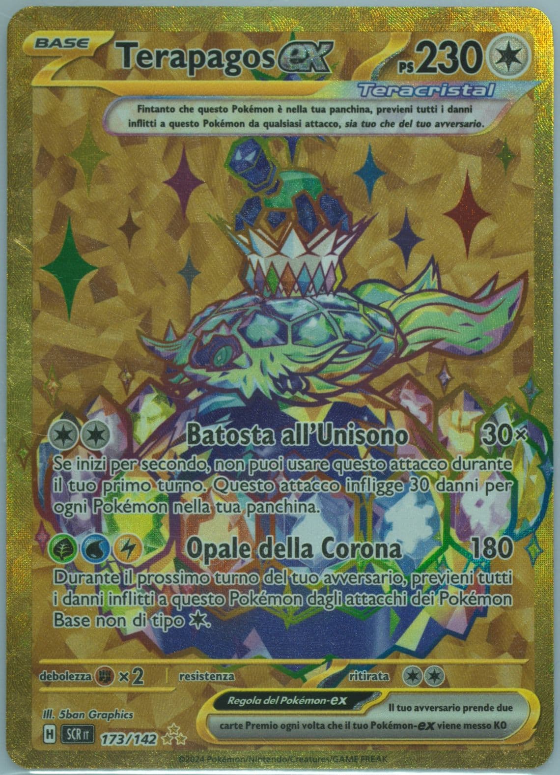 Terapagos EX Hyper Rare (173) 2024 Pokemon Italian Scr It-Stellar Crown