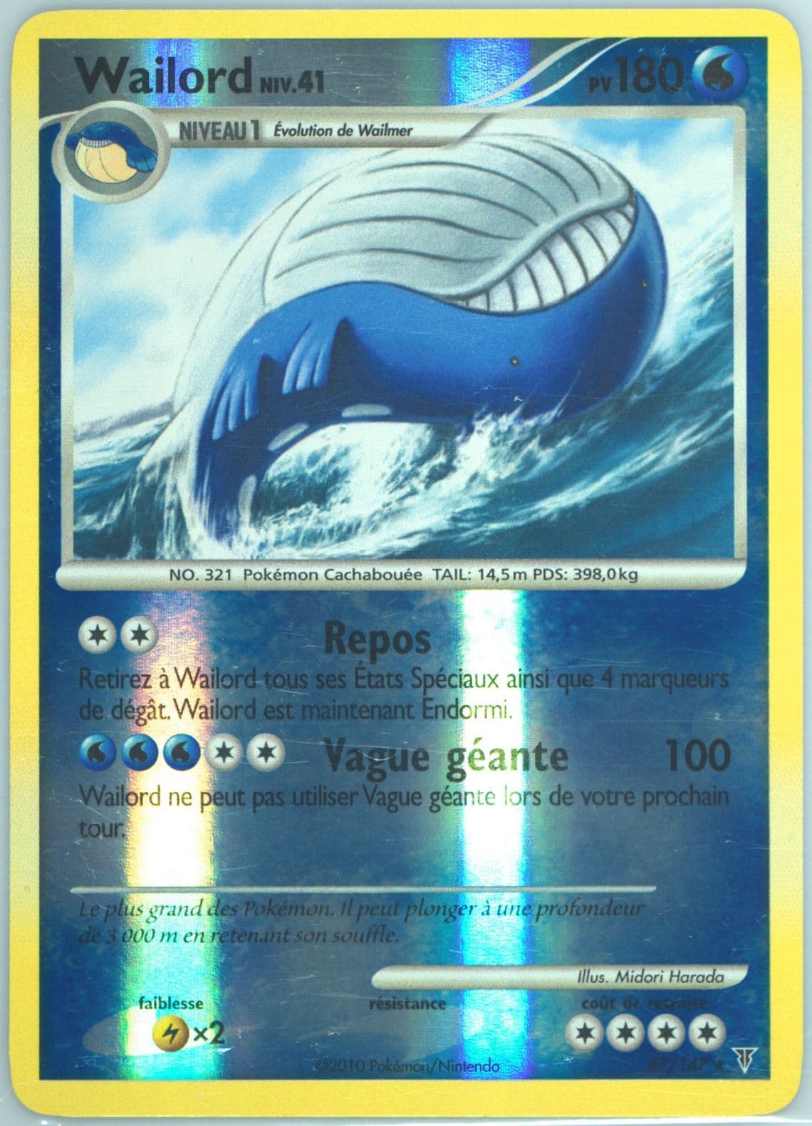 Wailord-Reverse Foil (47) 2010 Pokemon French Platinum Supreme Victors