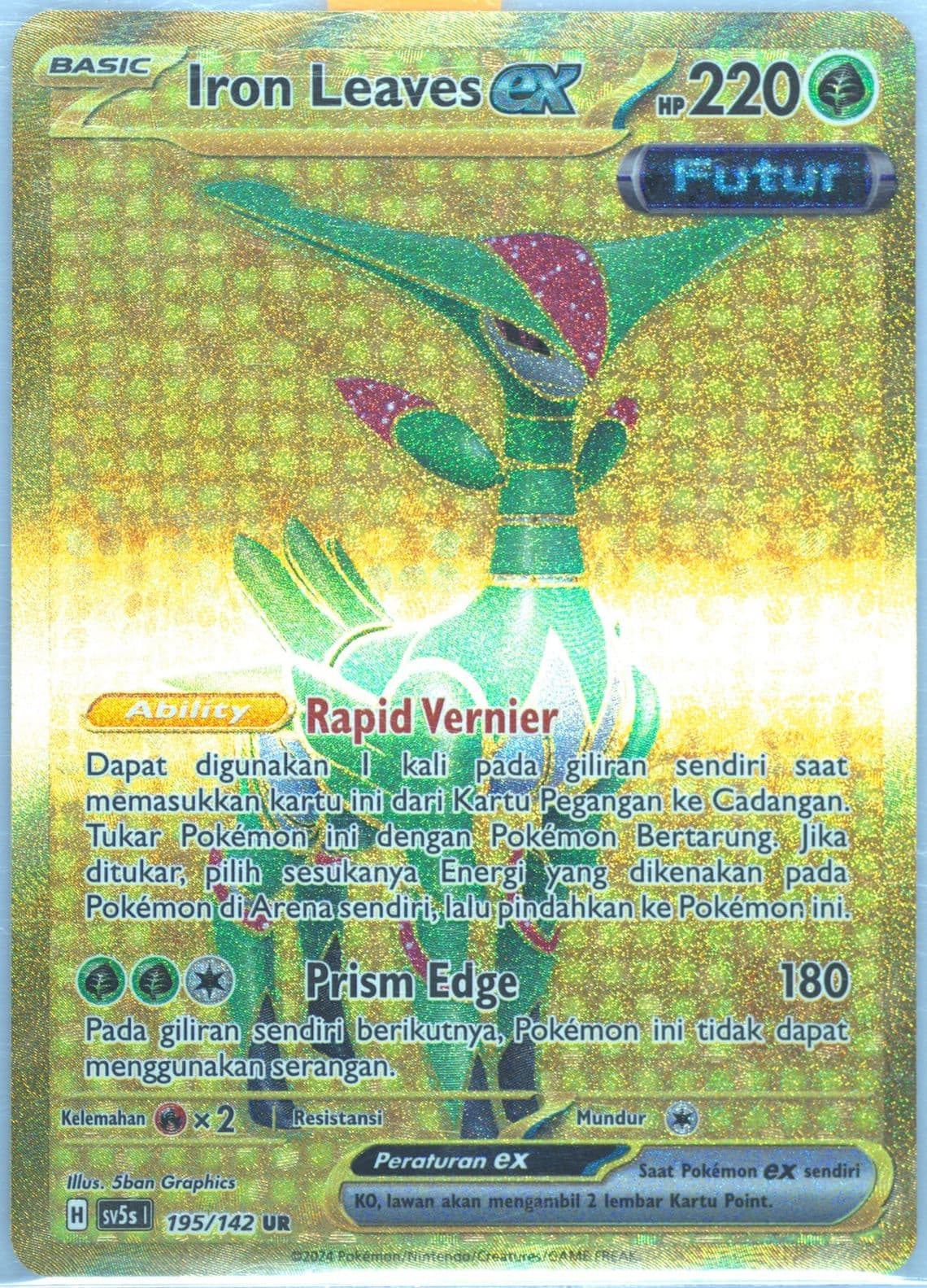 Iron Leaves EX Ultra Rare (195) 2024 Pokemon Indonesian Sv5s I-Ace Paradox