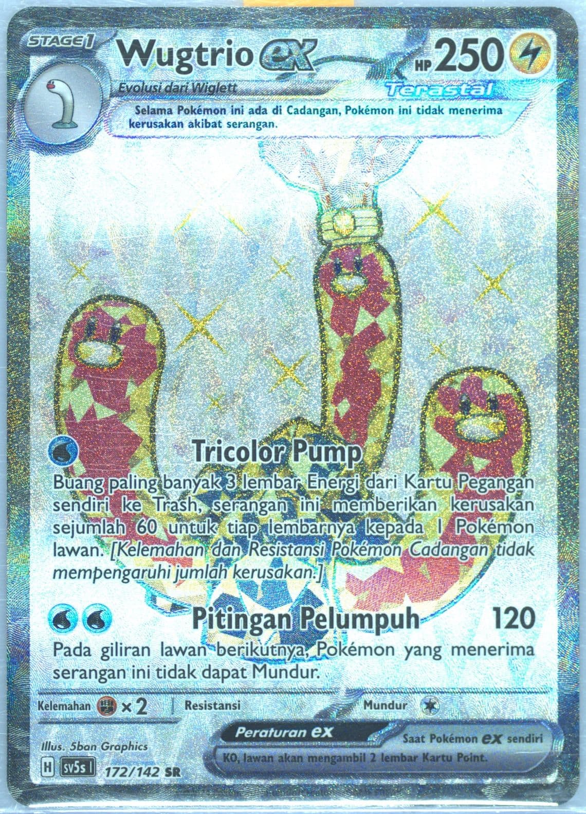 Wugtrio EX Super Rare (172) 2024 Pokemon Indonesian Sv5s I-Ace Paradox
