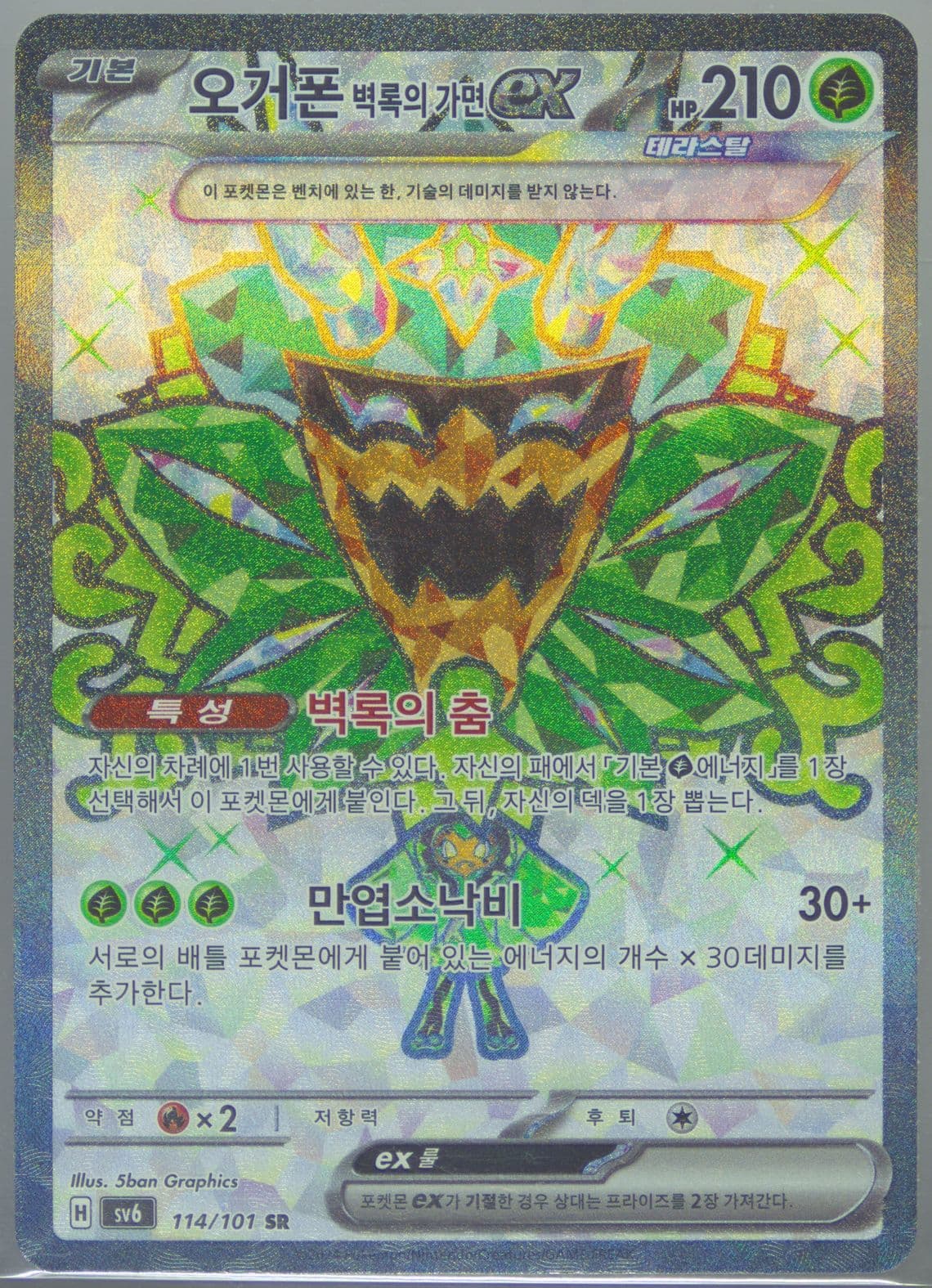 Teal Mask Ogerpon EX Super Rare (114) 2024 Pokemon Korean SV6-Transformation Mask