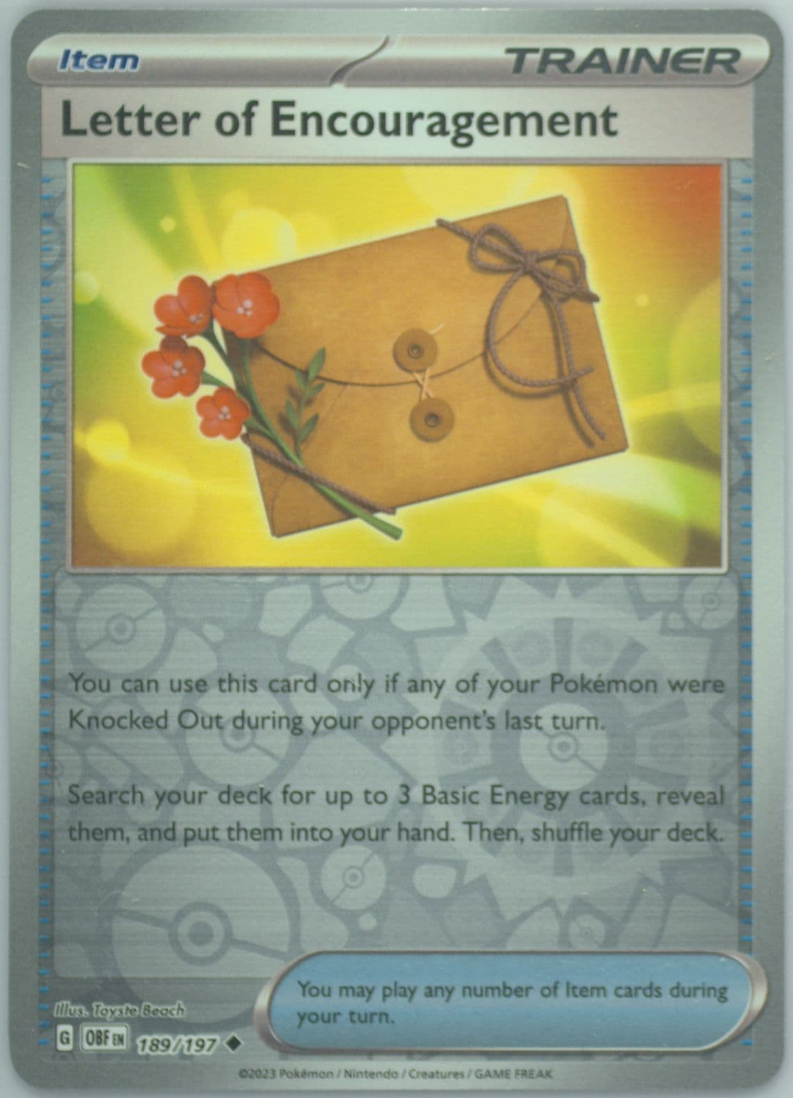 Letter of Encouragement Reverse Holo (189) 2023 Pokemon Obf EN-Obsidian Flames