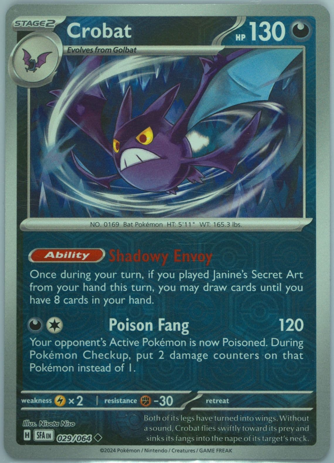 Crobat Reverse Holo (029) 2024 Pokemon Sfa EN-Shrouded Fable