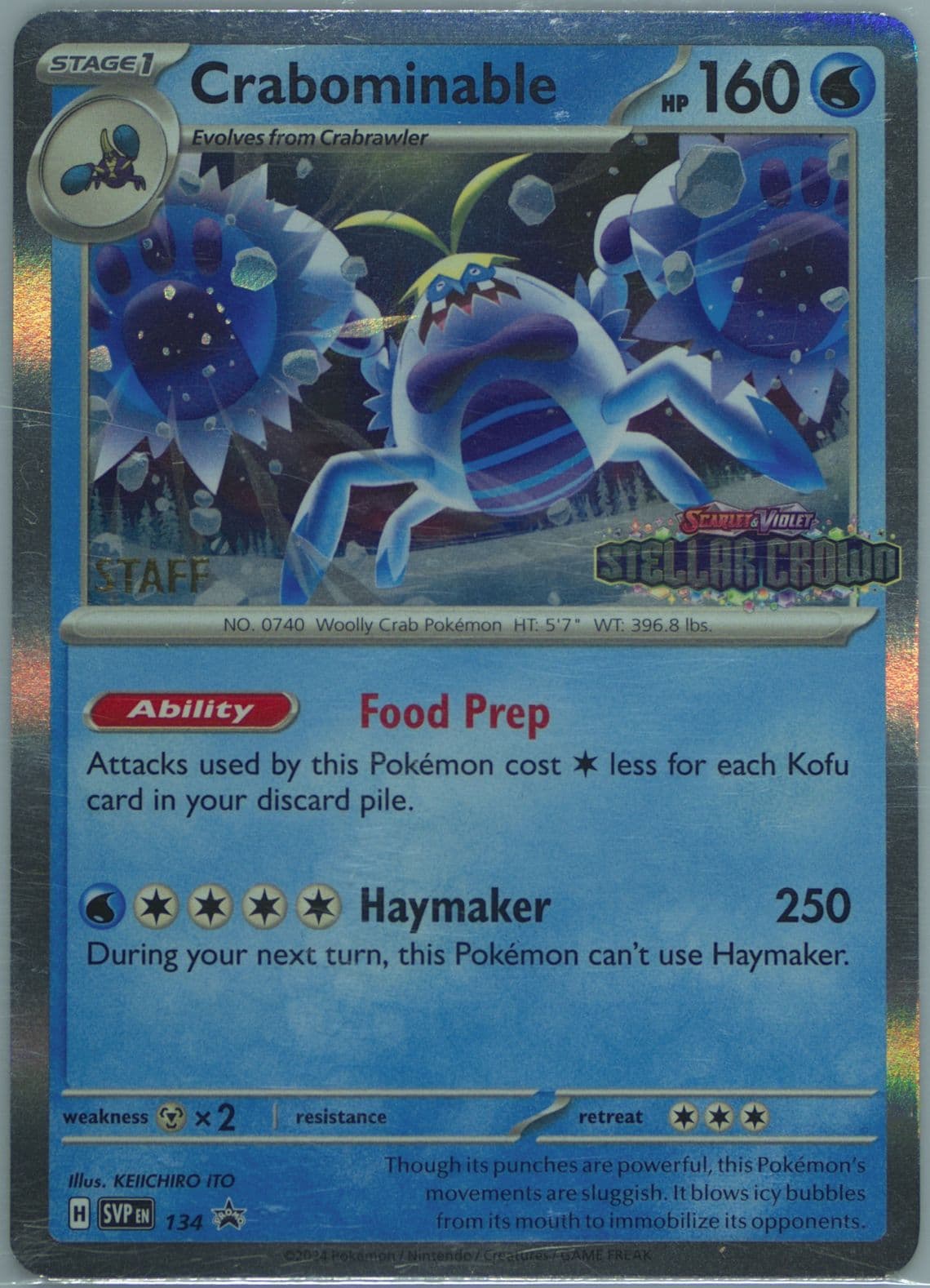 Crabominable Stellar Crown Prerelease-Staff (134) 2024 Pokemon Svp EN-SV Black Star Promo