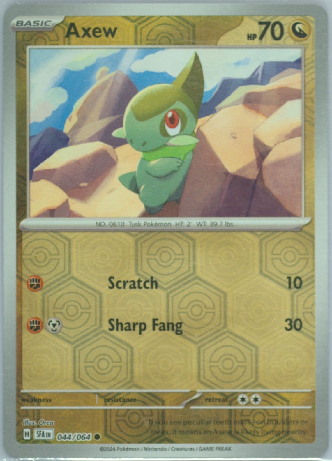 Axew Reverse Holo (044) 2024 Pokemon Sfa EN-Shrouded Fable