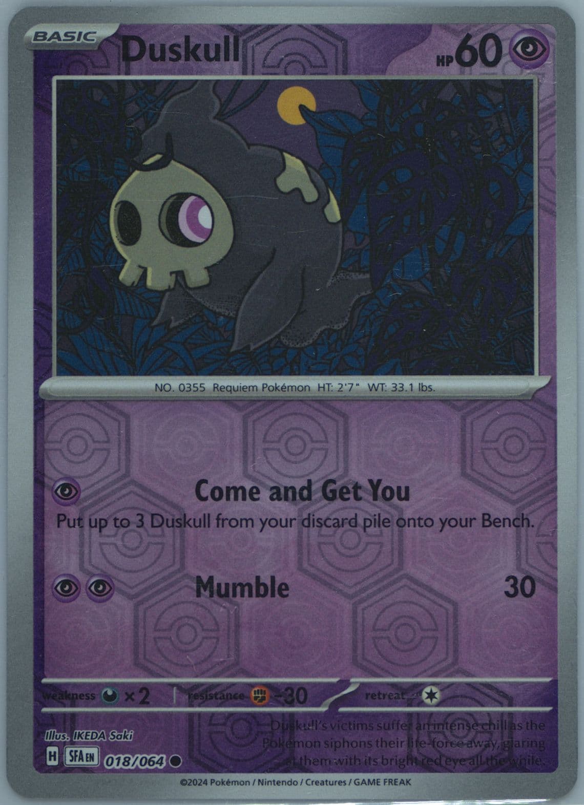 Duskull Reverse Holo (018) 2024 Pokemon Sfa EN-Shrouded Fable