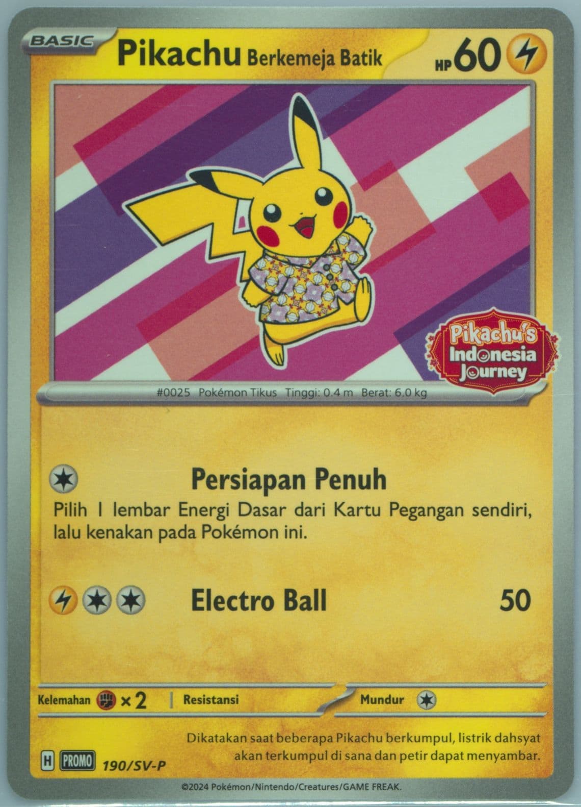 Pikachu in Batik Shirt Pikachu's Indonesia Journey Campaign (190) 2024 Pokemon Indonesian SV-P Promo