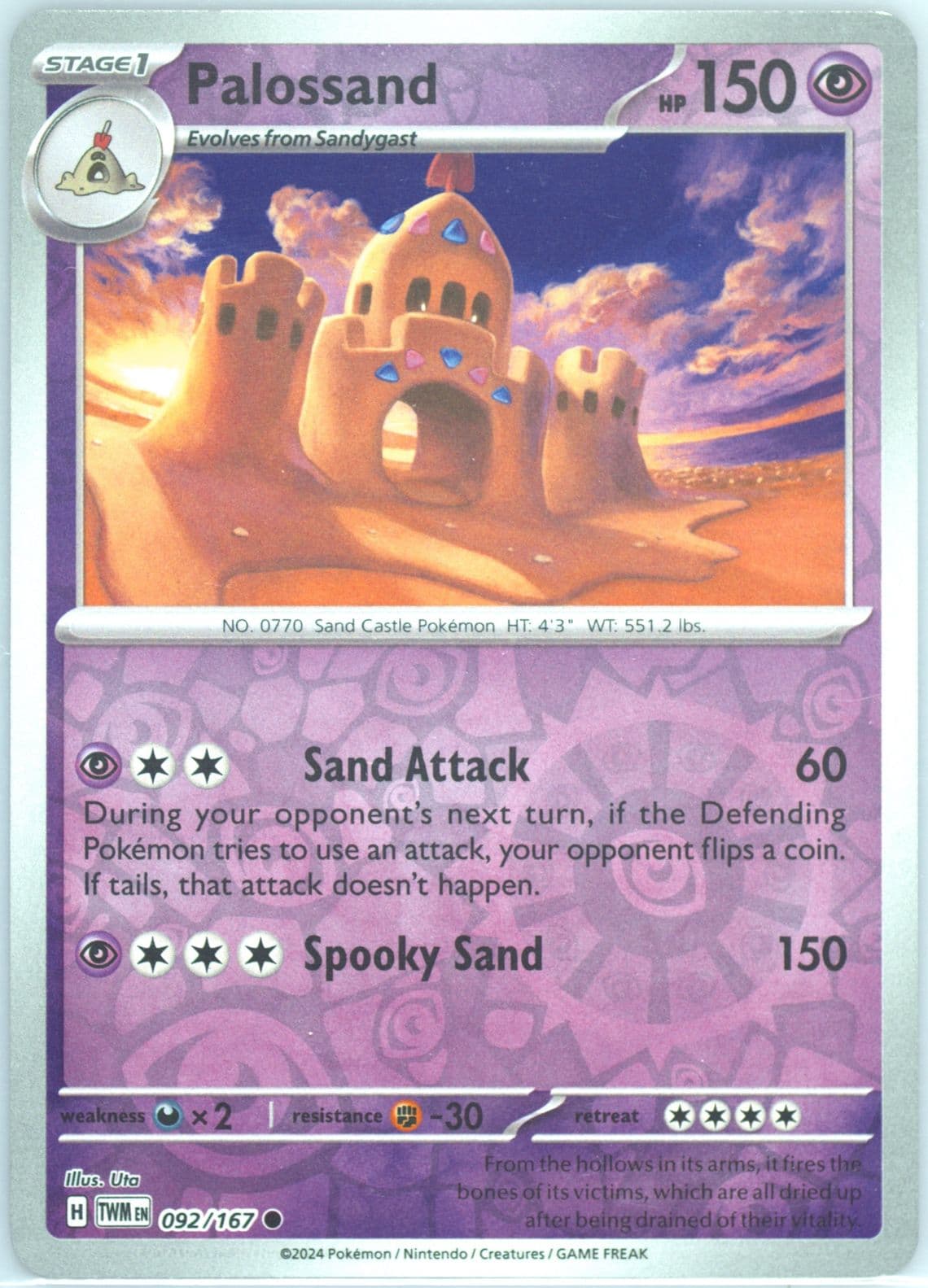 Palossand Reverse Holo (092) 2024 Pokemon Twm EN-Twilight Masquerade