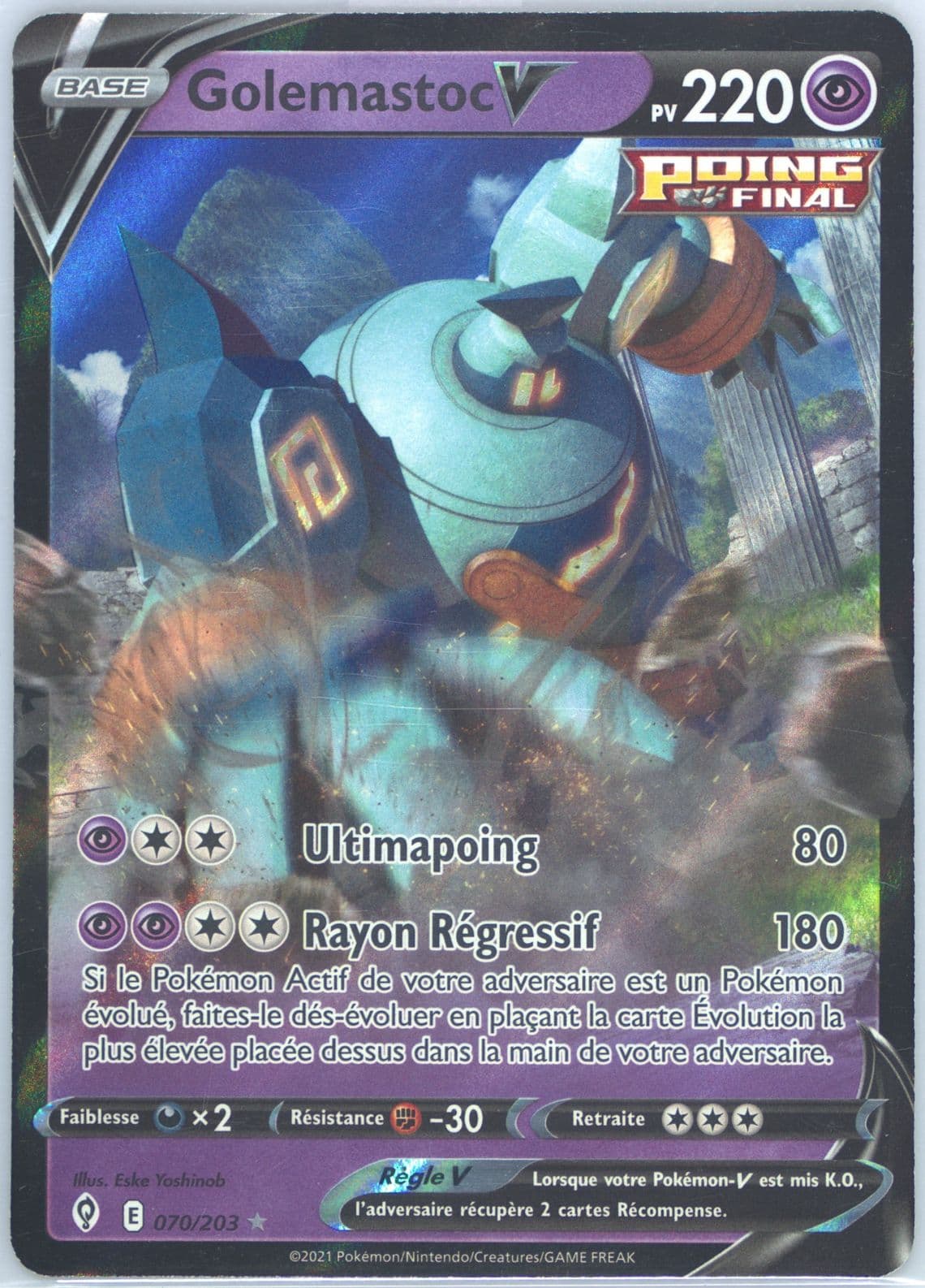 Golemastoc V French (070) 2021 Pokemon Sword & Shield Evolving Skies