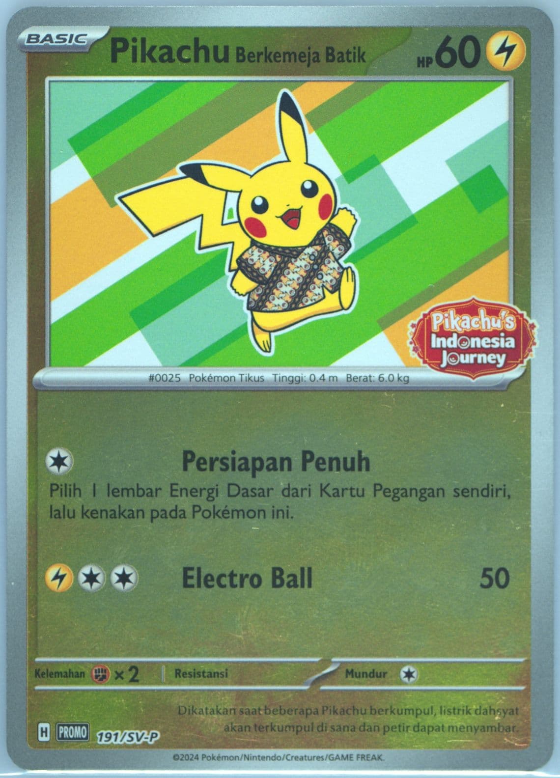 Pikachu in Batik Shirt Pikachu's Indonesia Journey Campaign (191) 2024 Pokemon Indonesian SV-P Promo