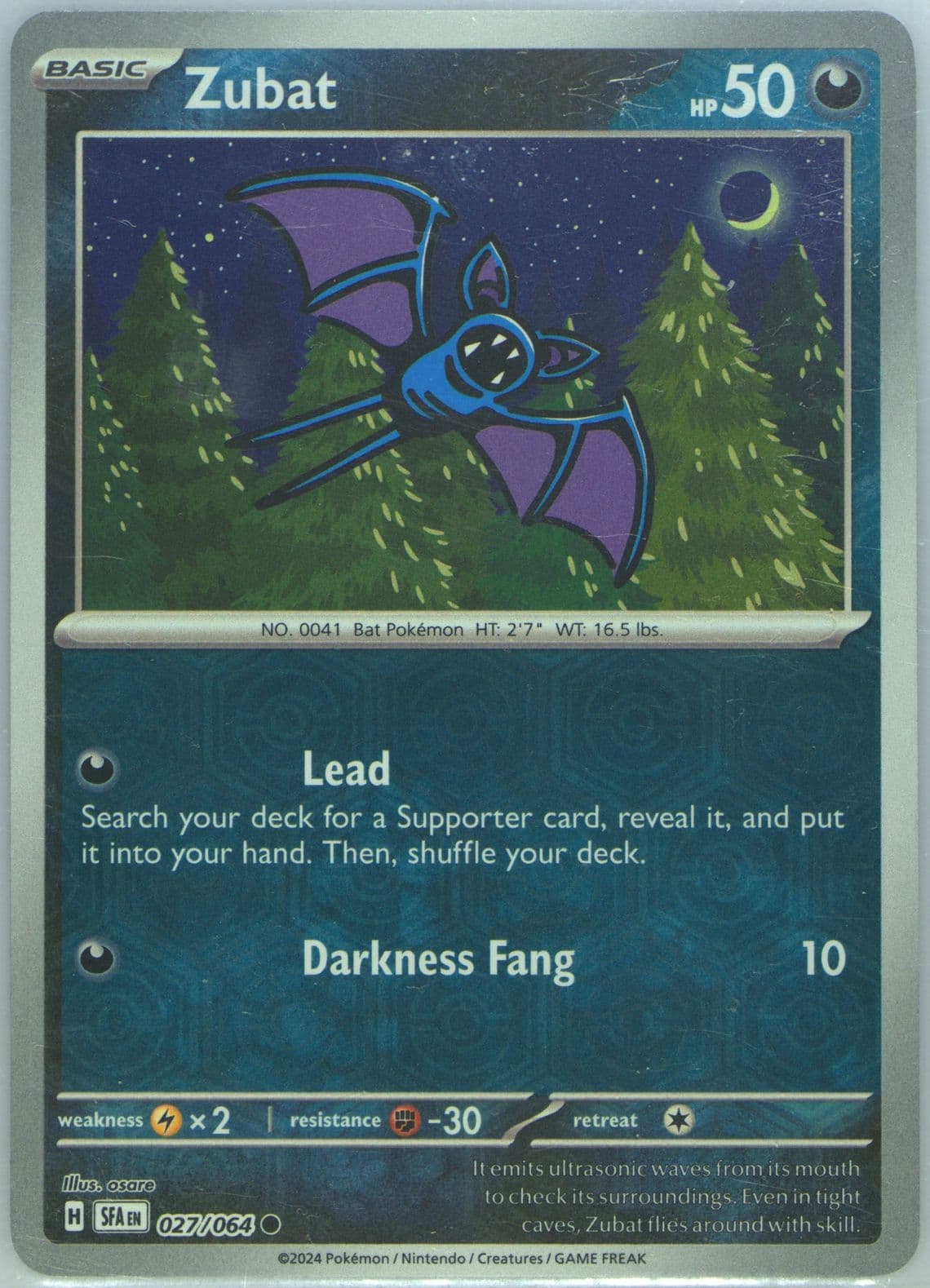 Zubat Reverse Holo (027) 2024 Pokemon Sfa EN-Shrouded Fable