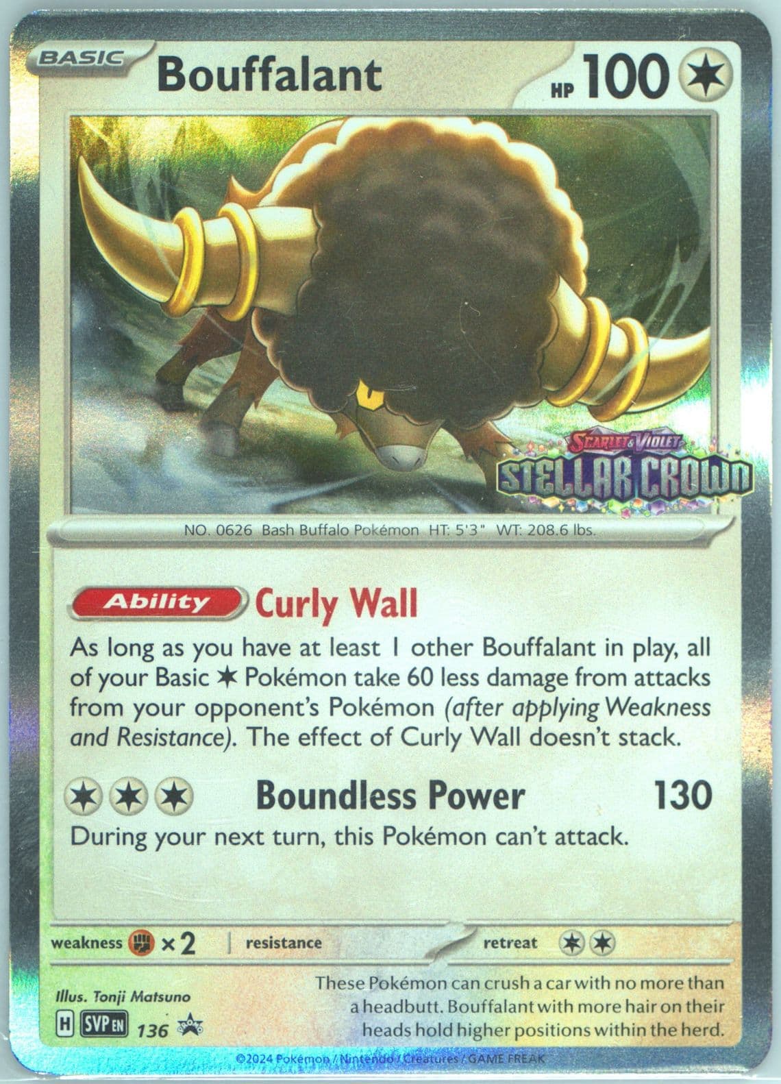Bouffalant Stellar Crown Prerelease (136) 2024 Pokemon Svp EN-SV Black Star Promo