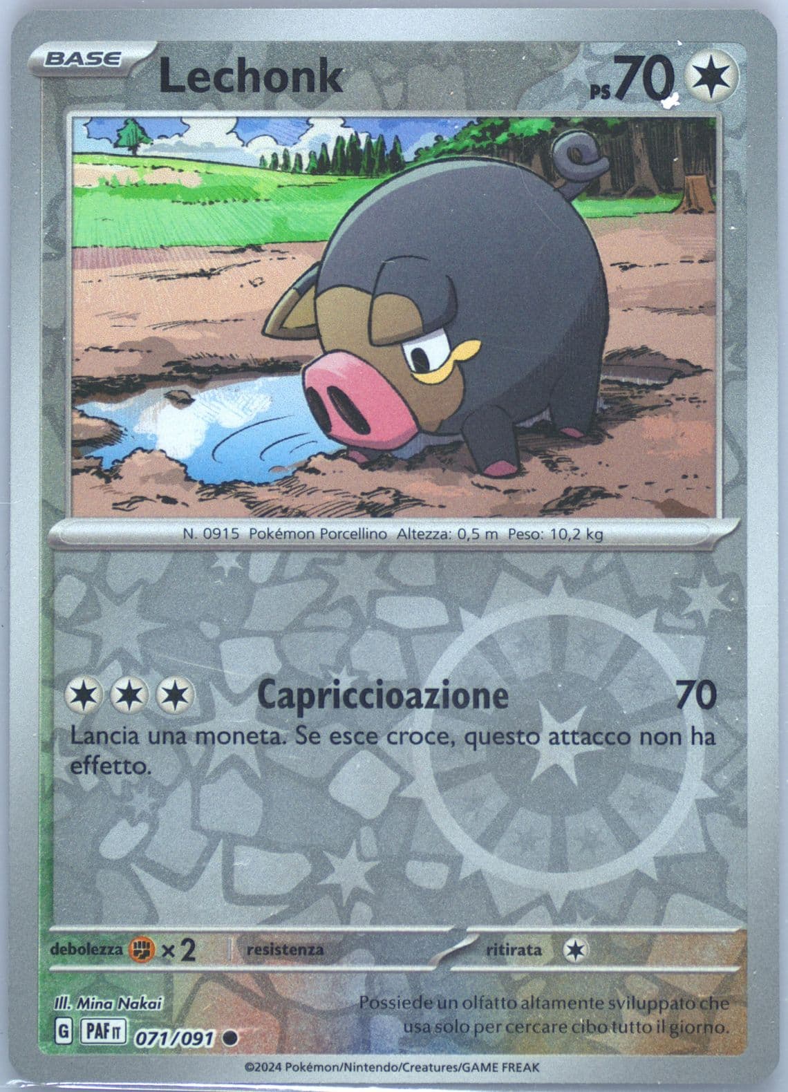 Lechonk Reverse Holo (071) 2024 Pokemon Italian Paf It-Paldean Fates