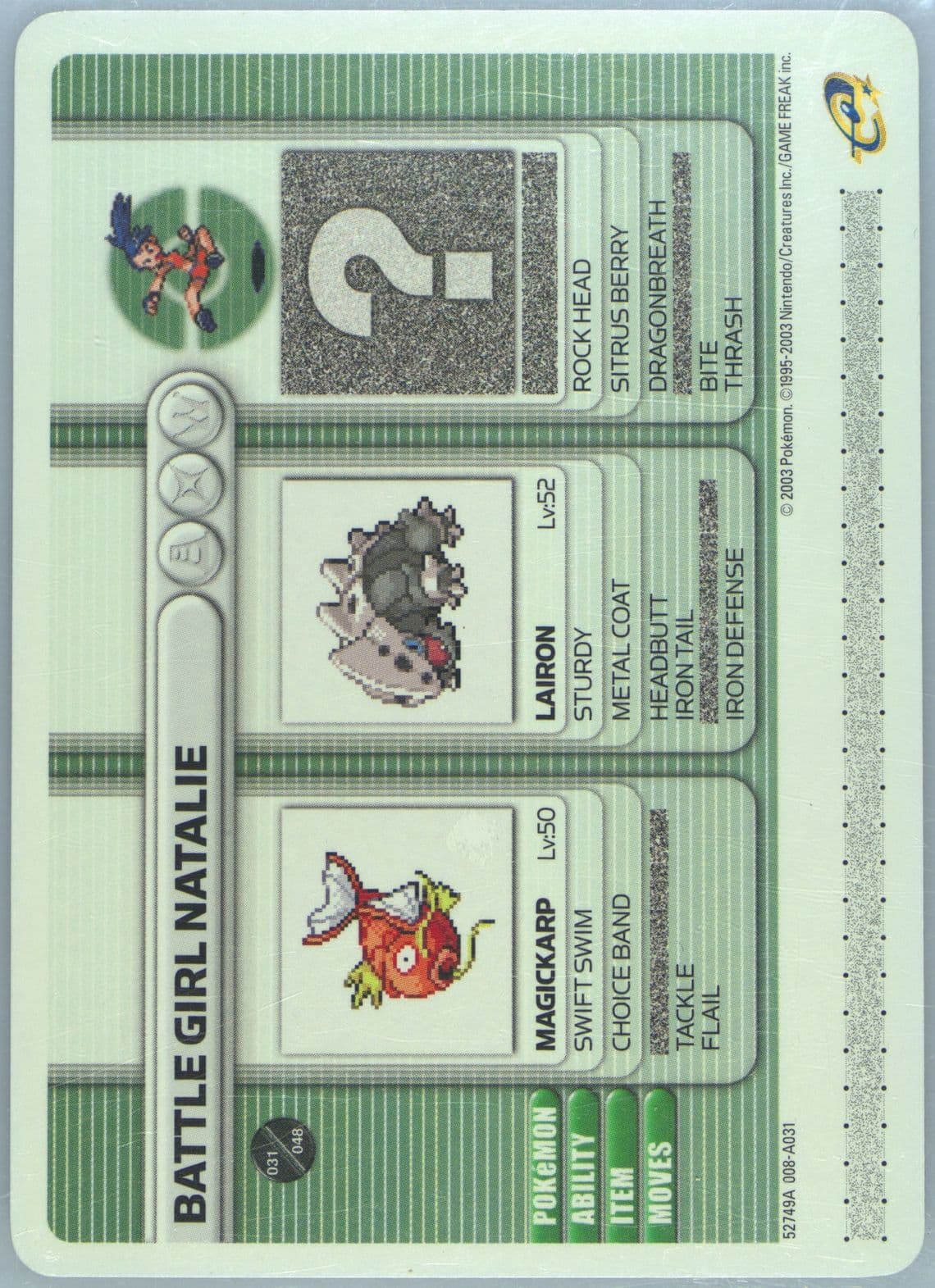 Battle Girl Natalie Iron Defense (A031) 2003 Pokemon Battle-E Series 1