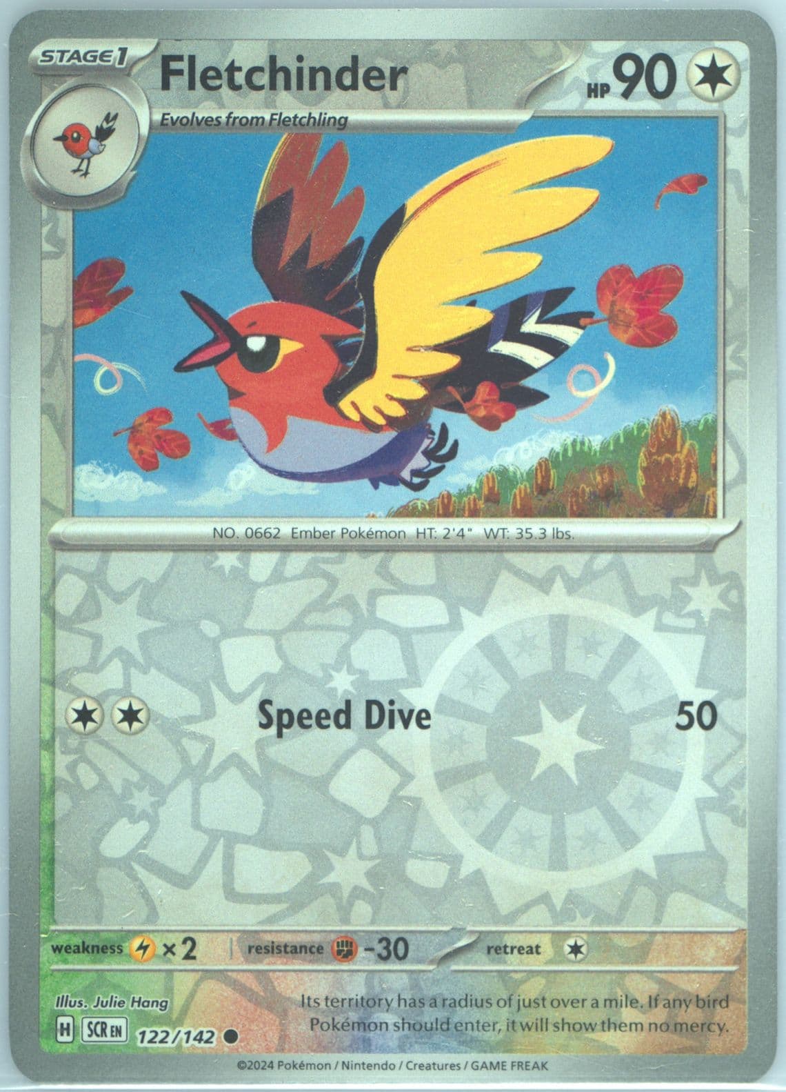 Fletchinder Reverse Holo (122) 2024 Pokemon Scr EN-Stellar Crown