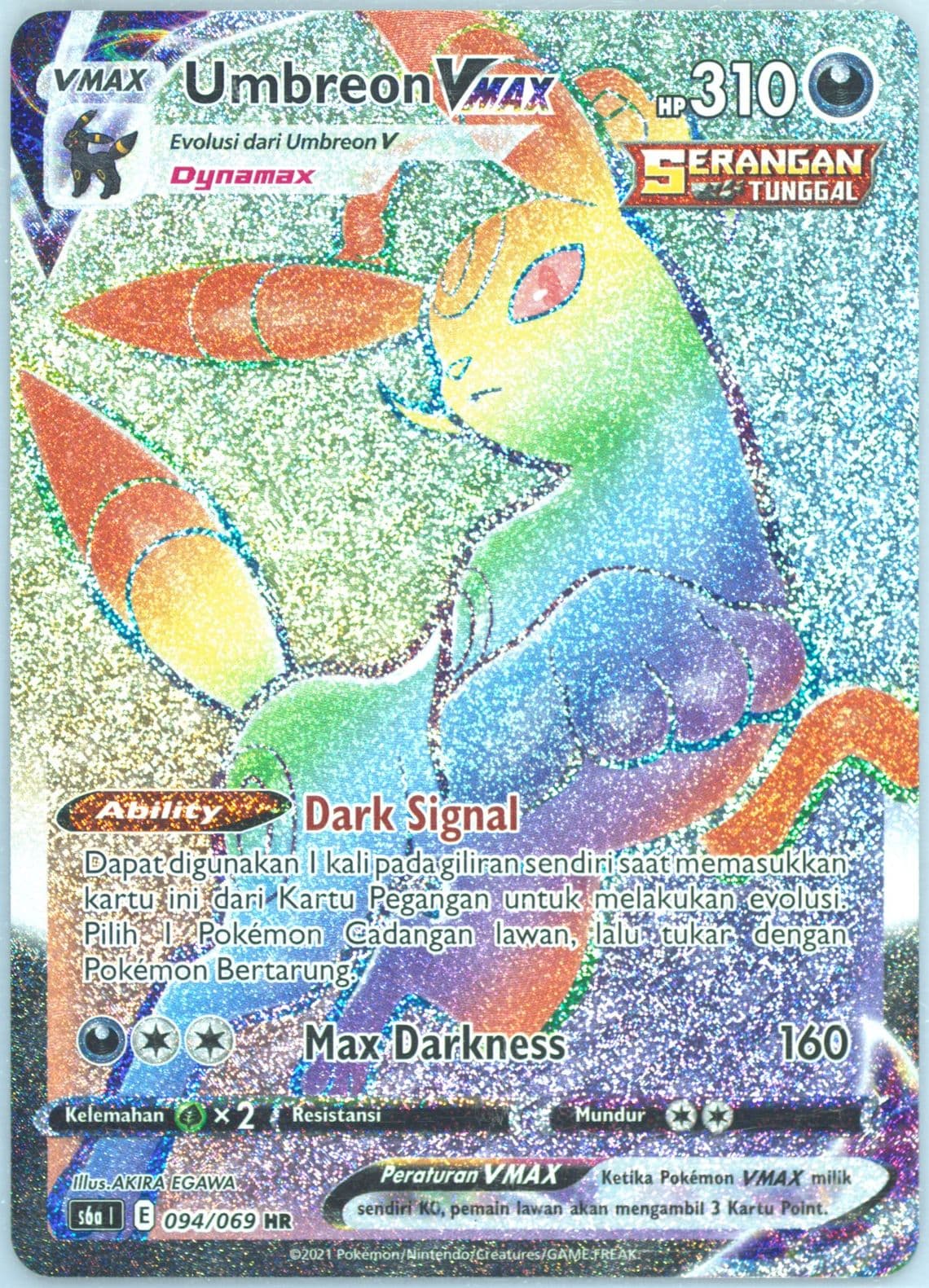 Full Art/Umbreon Vmax-Hyper (094) 2021 Pokemon Indonesian Sword & Shield Eevee Heroes