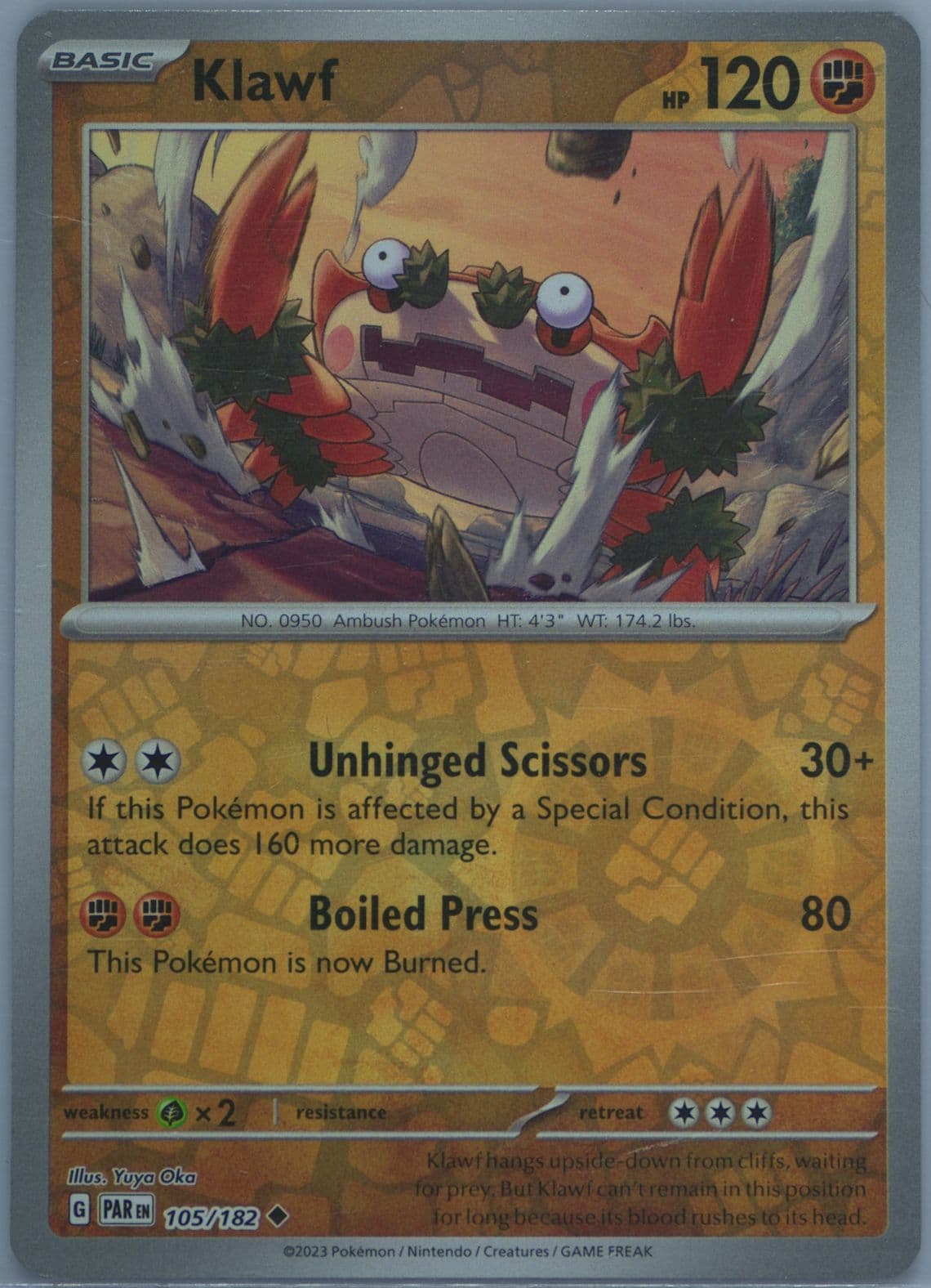 Klawf Reverse Holo (105) 2023 Pokemon Par EN-Paradox Rift