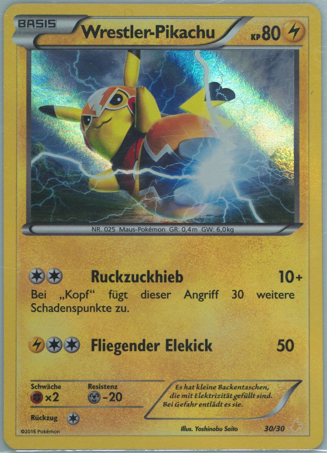 Wrestler-Pikachu-Holo German (30) 2016 Pokemon XY Trainer Kit Pikachu Libre Half Deck